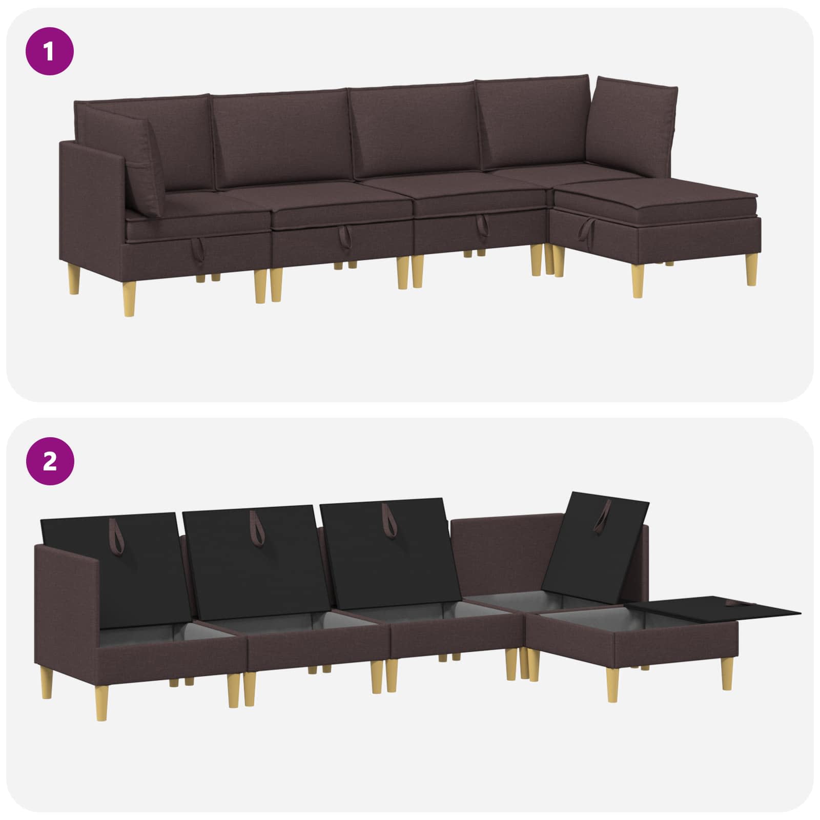 Set namještaja za dnevni boravak 5 pcs Tamno smeđa Tkanina