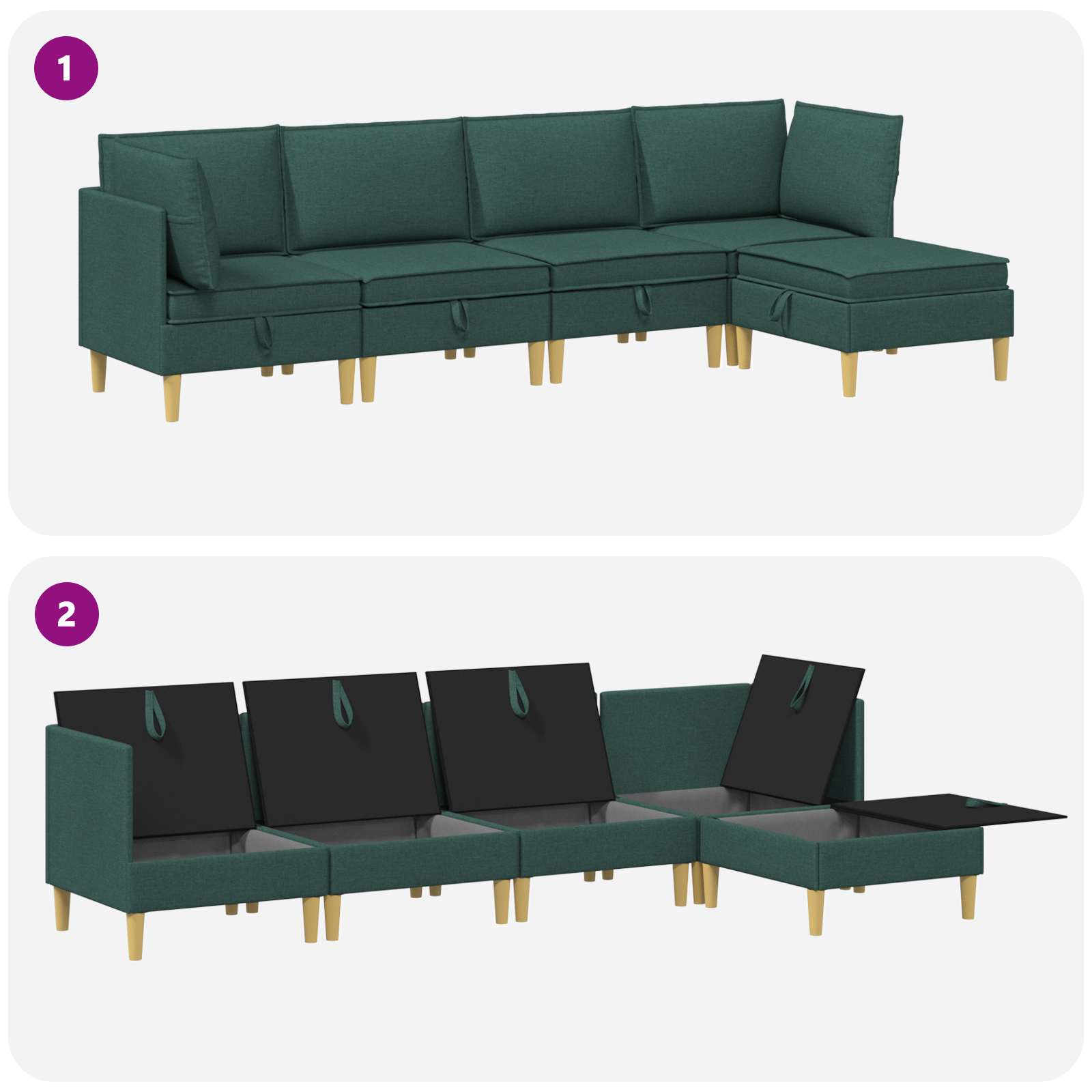 Set namještaja za dnevni boravak 5 pcs Tamnozelena Tkanina