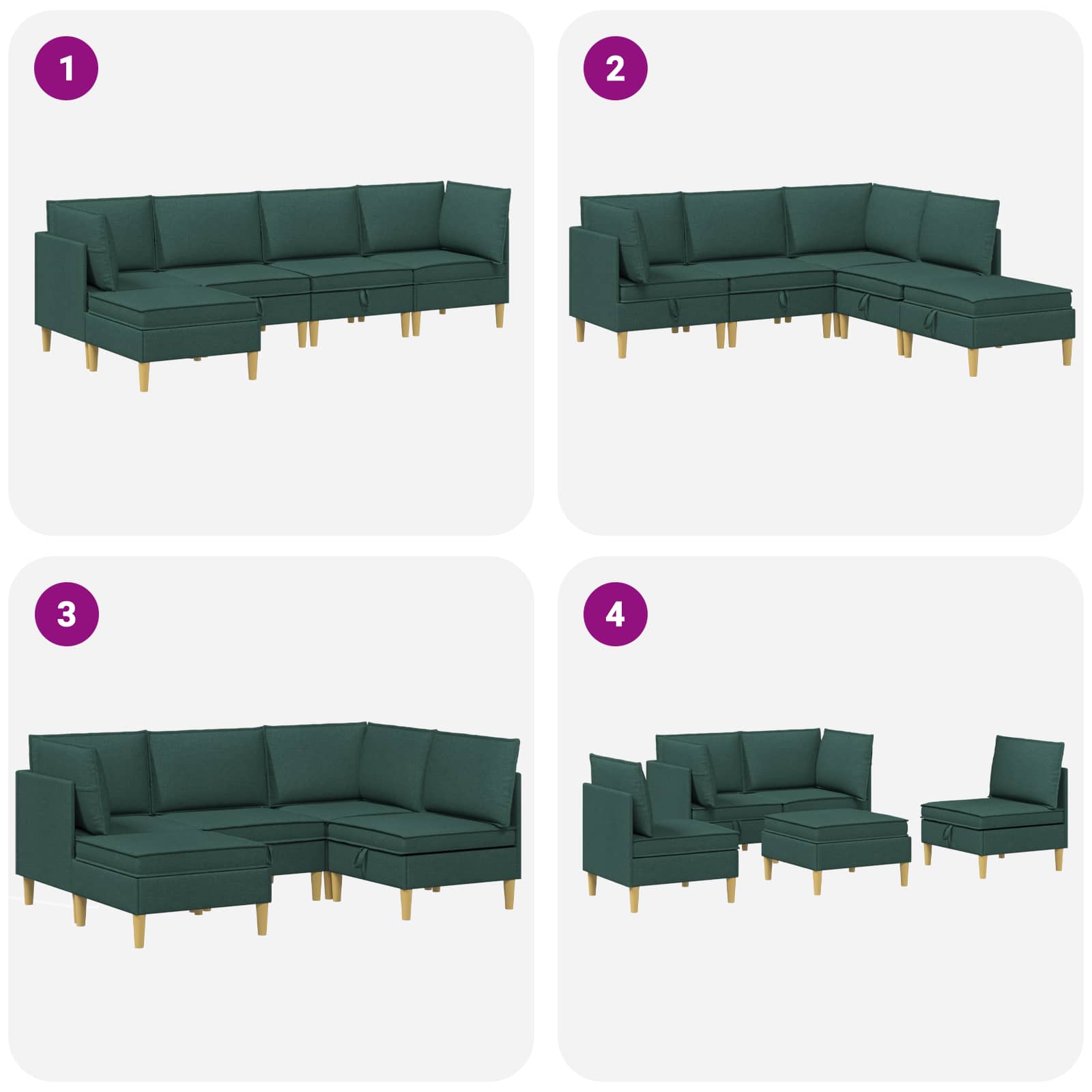 Set namještaja za dnevni boravak 5 pcs Tamnozelena Tkanina