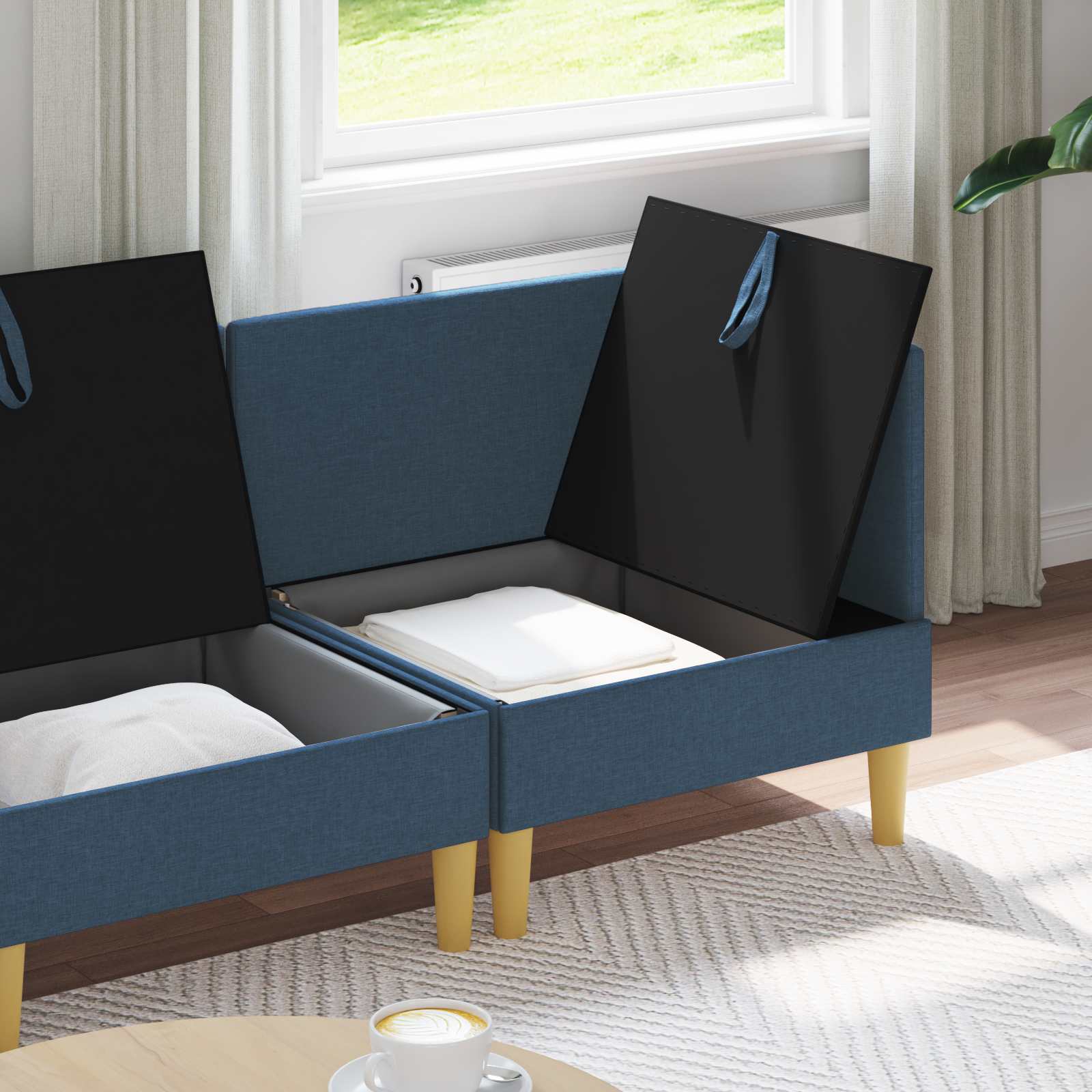 Set namještaja za dnevni boravak s jastukom 4 pcs Plava Tkanina