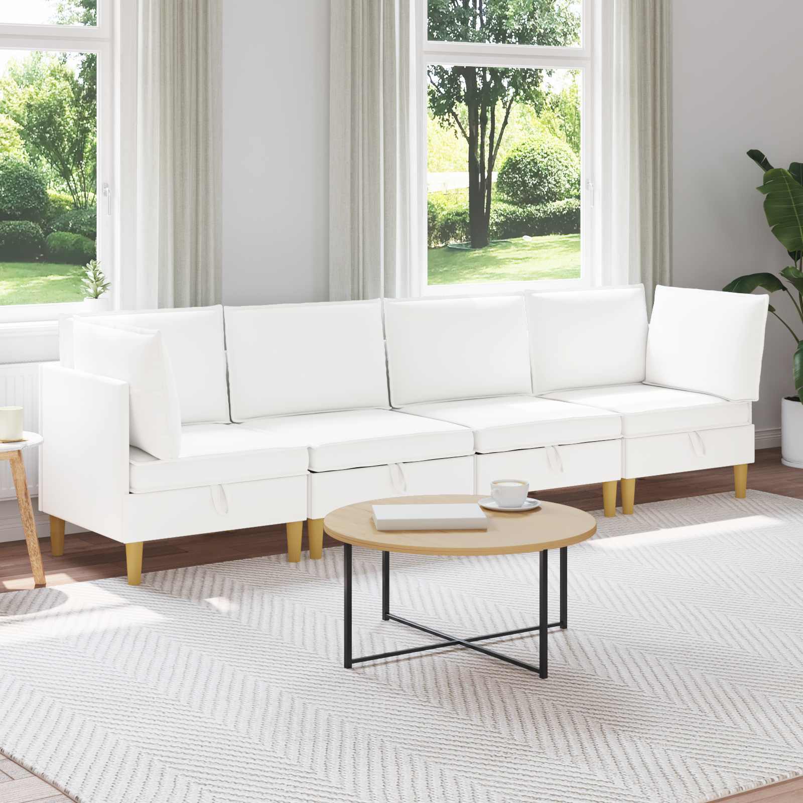 Set namještaja za dnevni boravak 4 pcs Bijela Tkanina