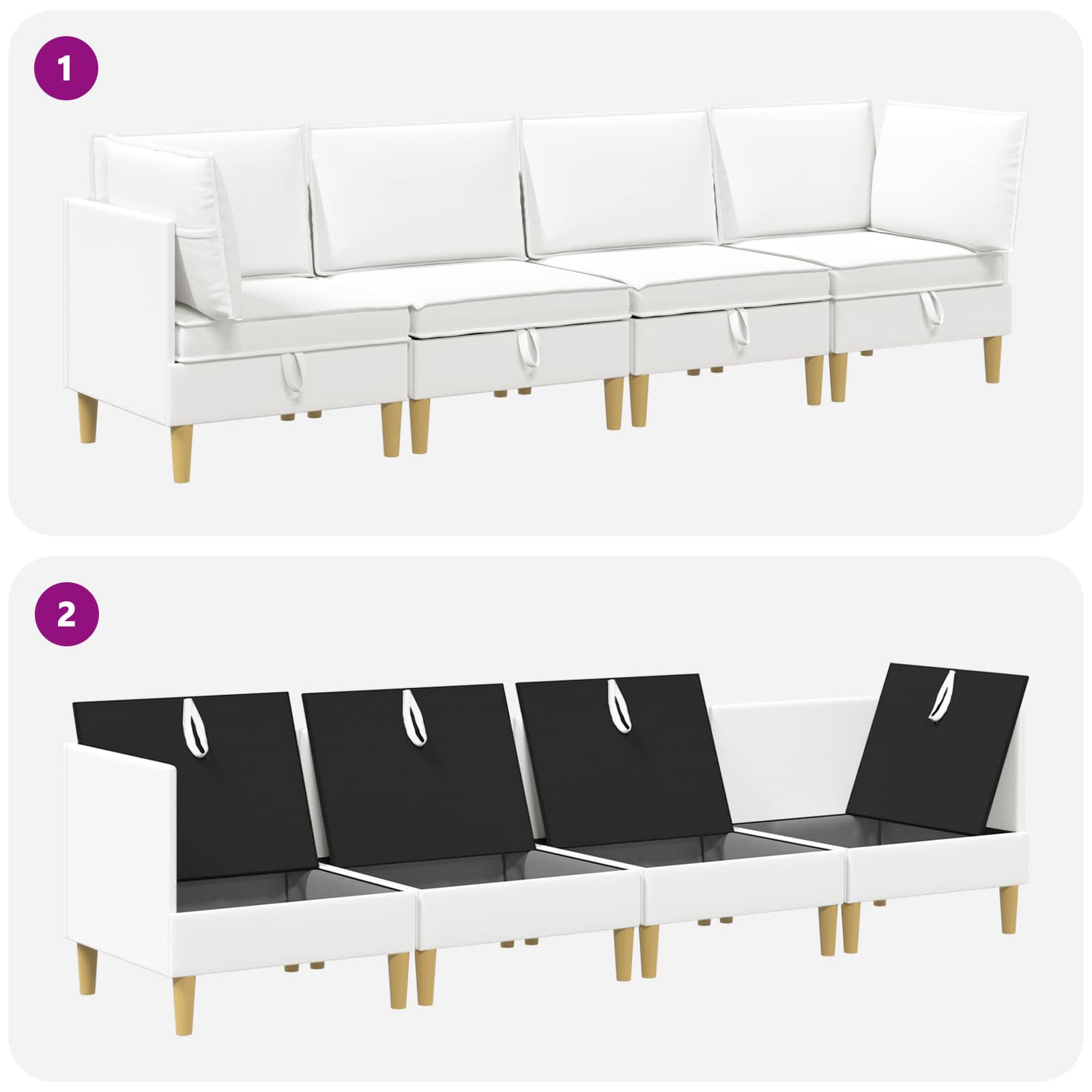 Set namještaja za dnevni boravak 4 pcs Bijela Tkanina