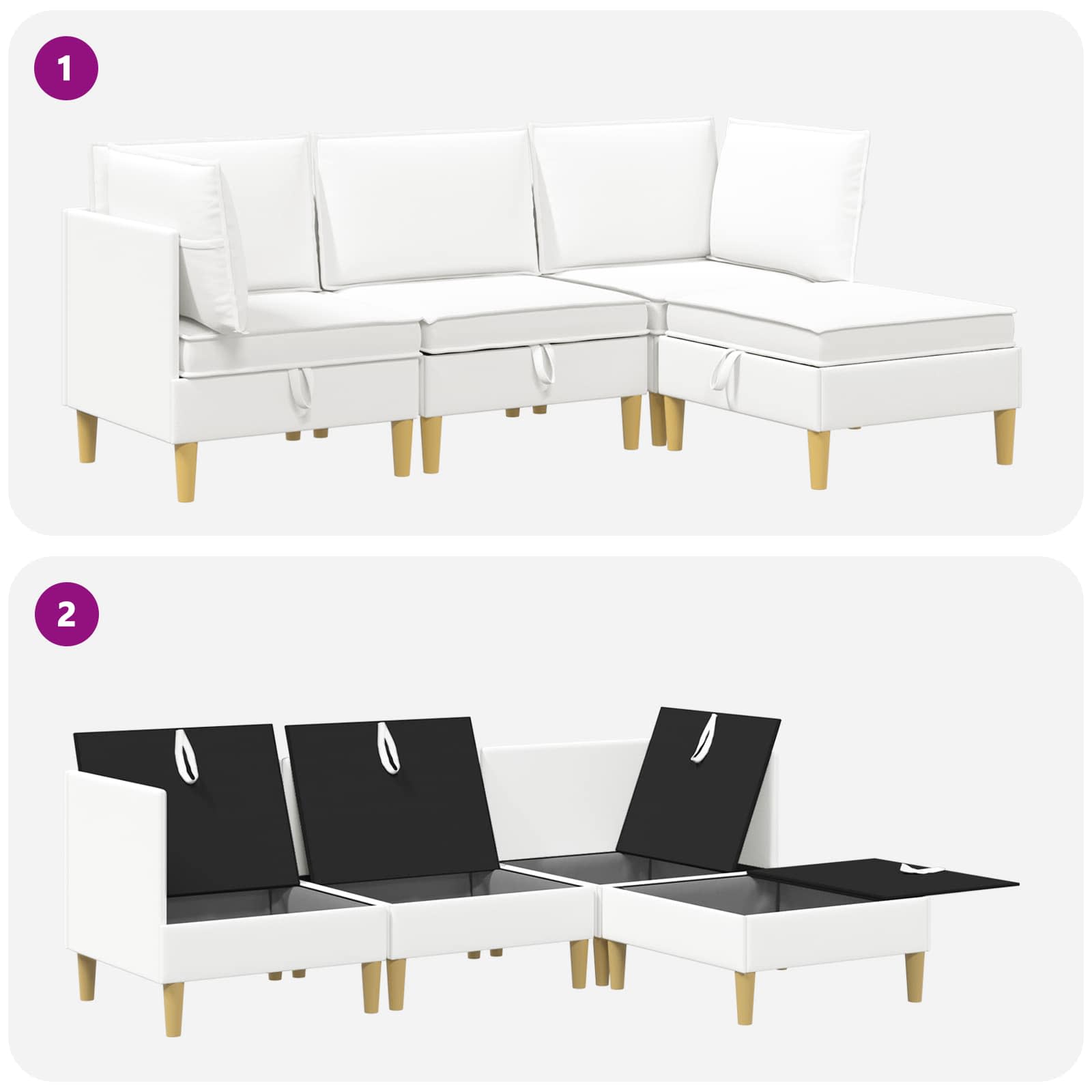 Set namještaja za dnevni boravak 4 pcs Bijela Tkanina