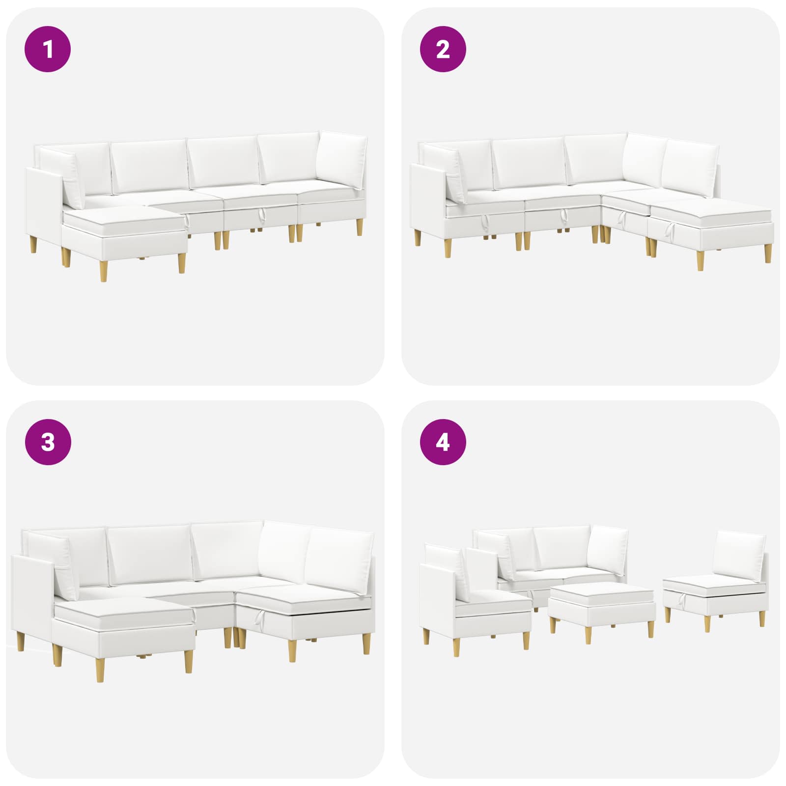 Set namještaja za dnevni boravak 5 pcs Bijela Tkanina