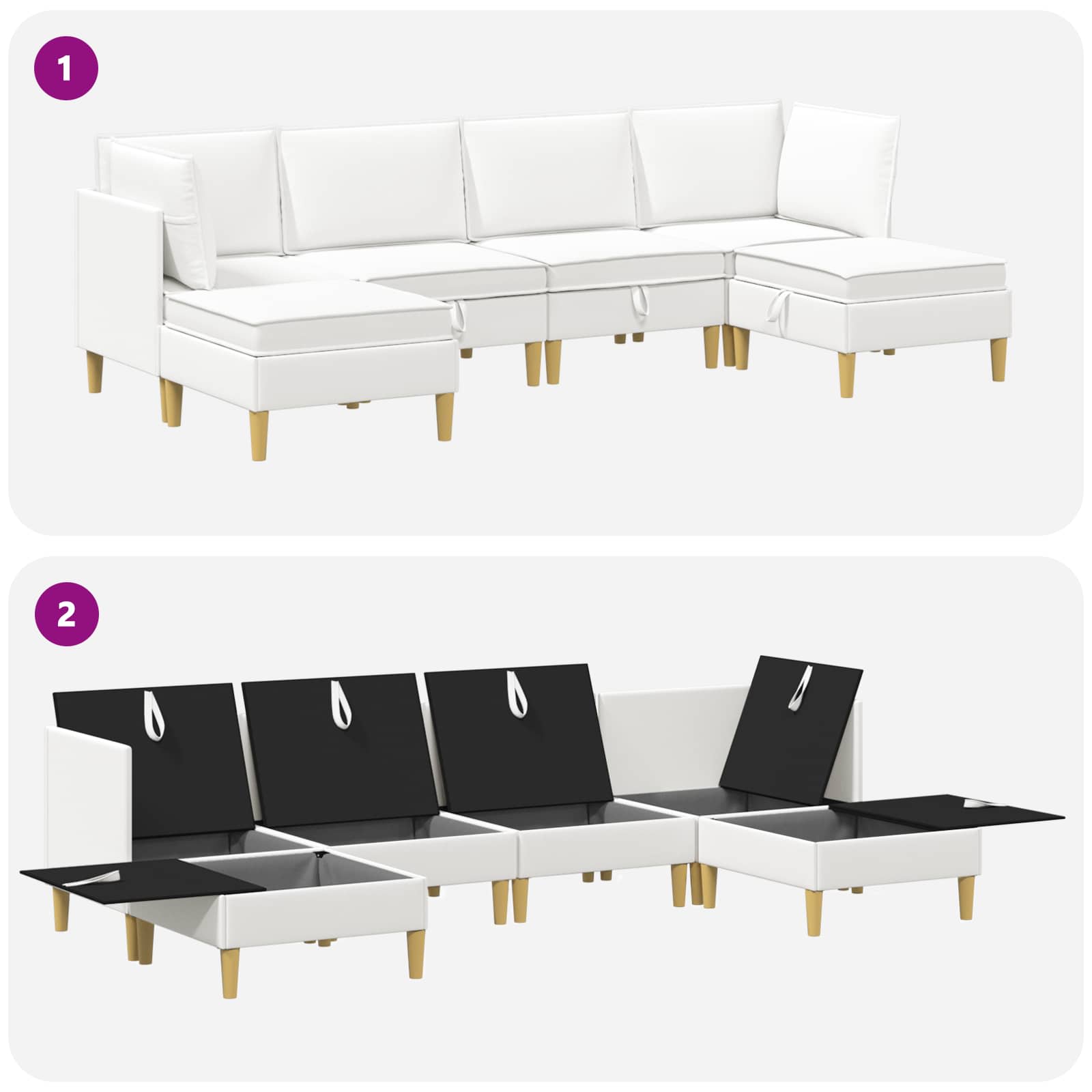 Set namještaja za dnevni boravak 6 pcs Bijela Tkanina