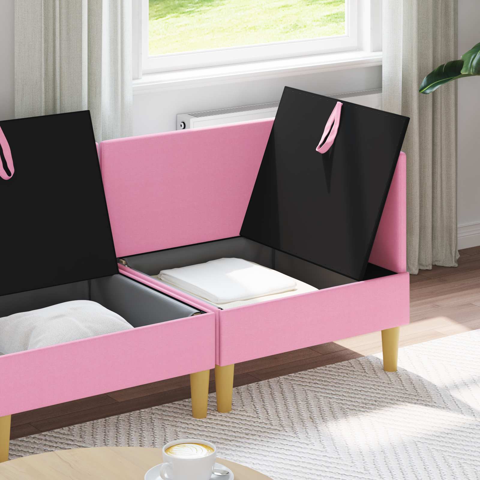 Set namještaja za dnevni boravak 3 pcs Ružičasta Tkanina