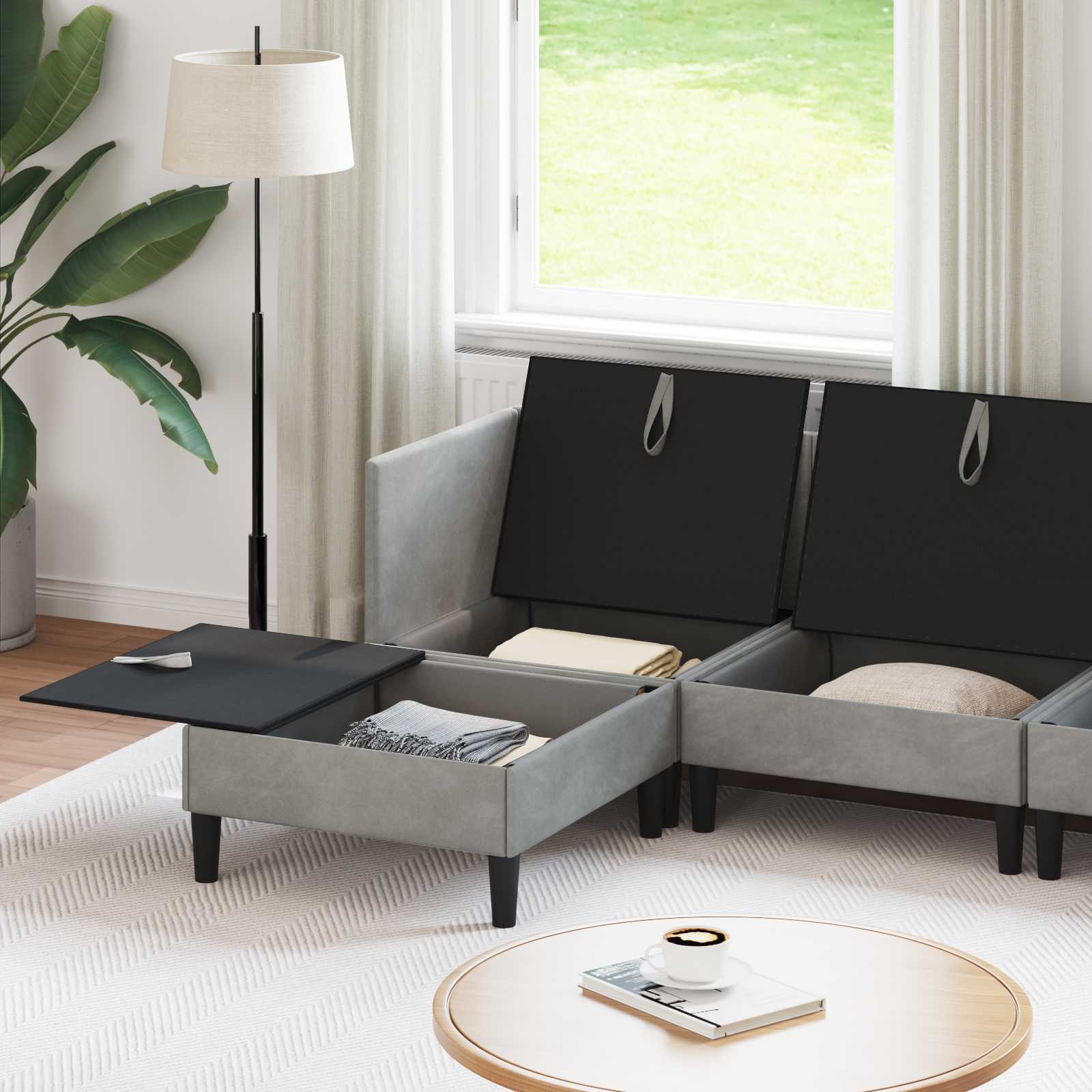 Set namještaja za dnevni boravak 6 pcs Svjetlosiva Baršun