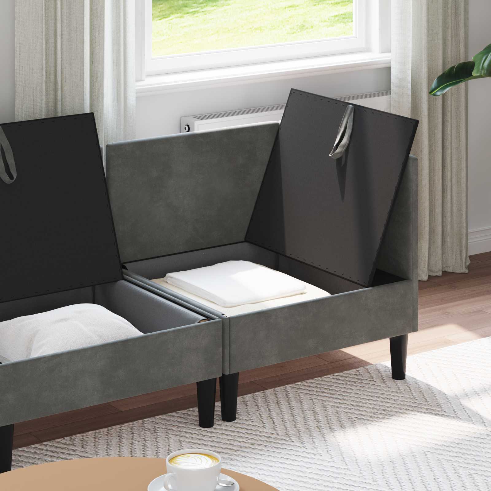 Set namještaja za dnevni boravak 3 pcs Tamnosiva Baršun