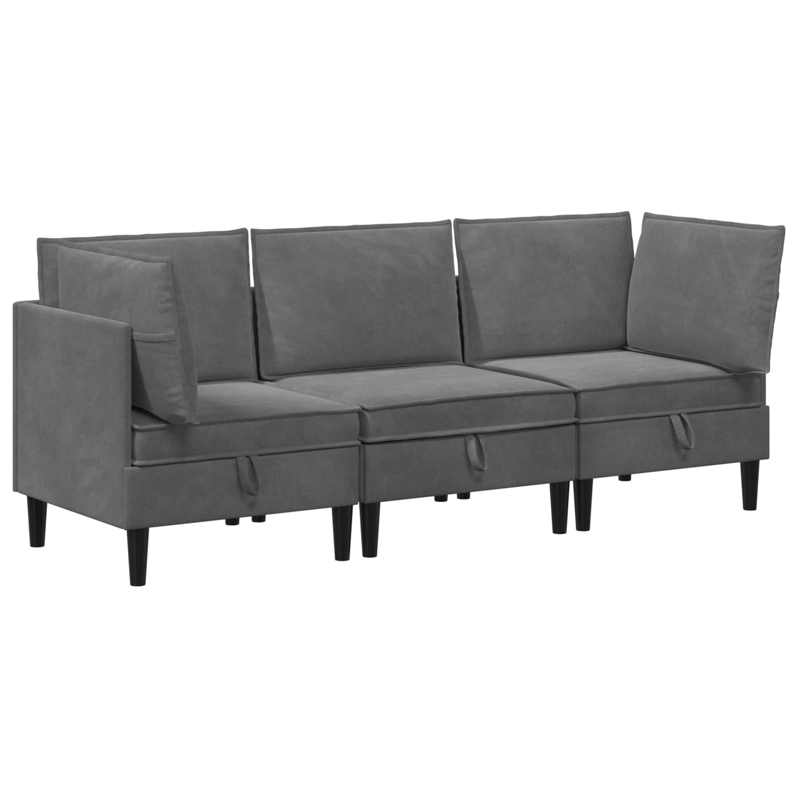 Set namještaja za dnevni boravak 3 pcs Tamnosiva Baršun