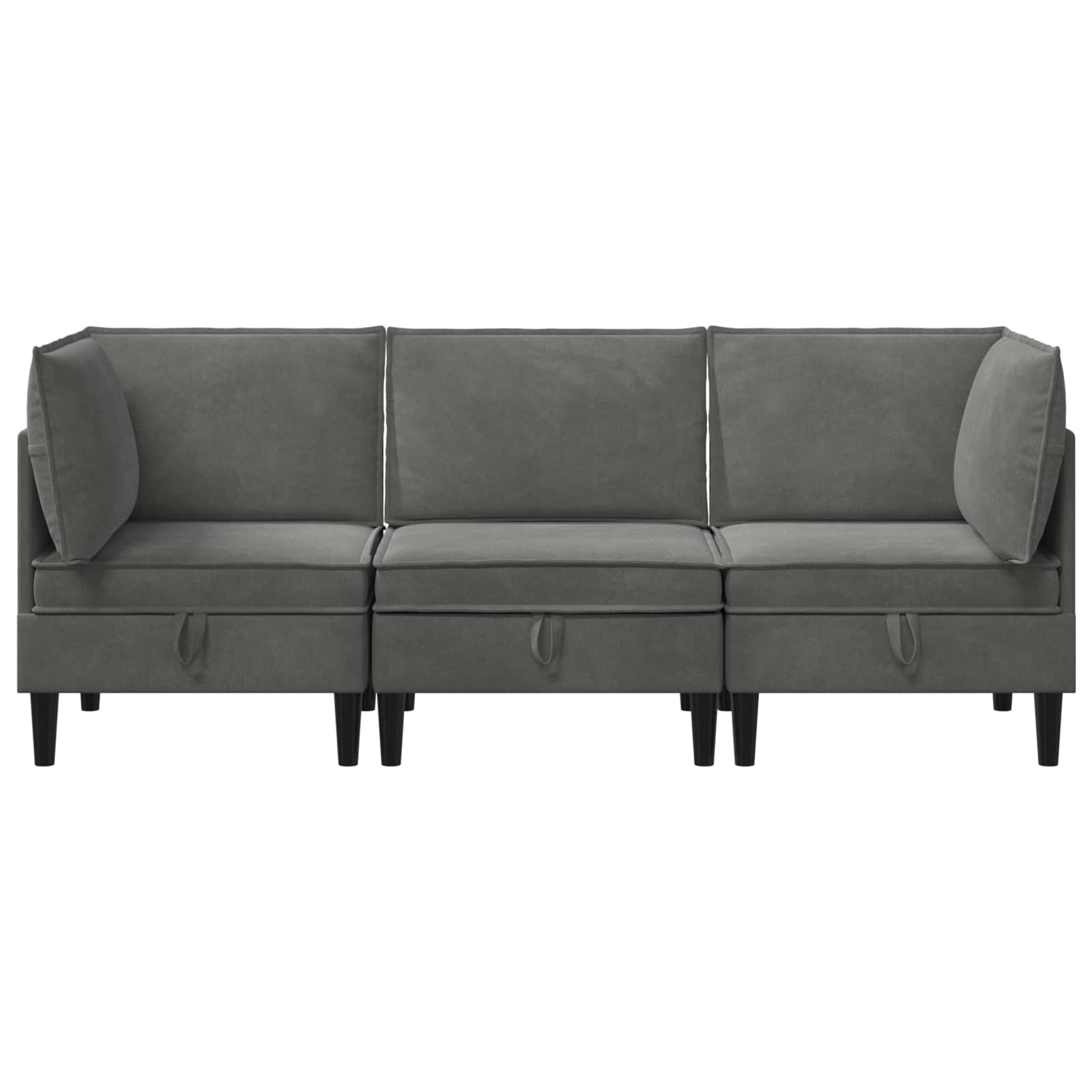 Set namještaja za dnevni boravak 3 pcs Tamnosiva Baršun