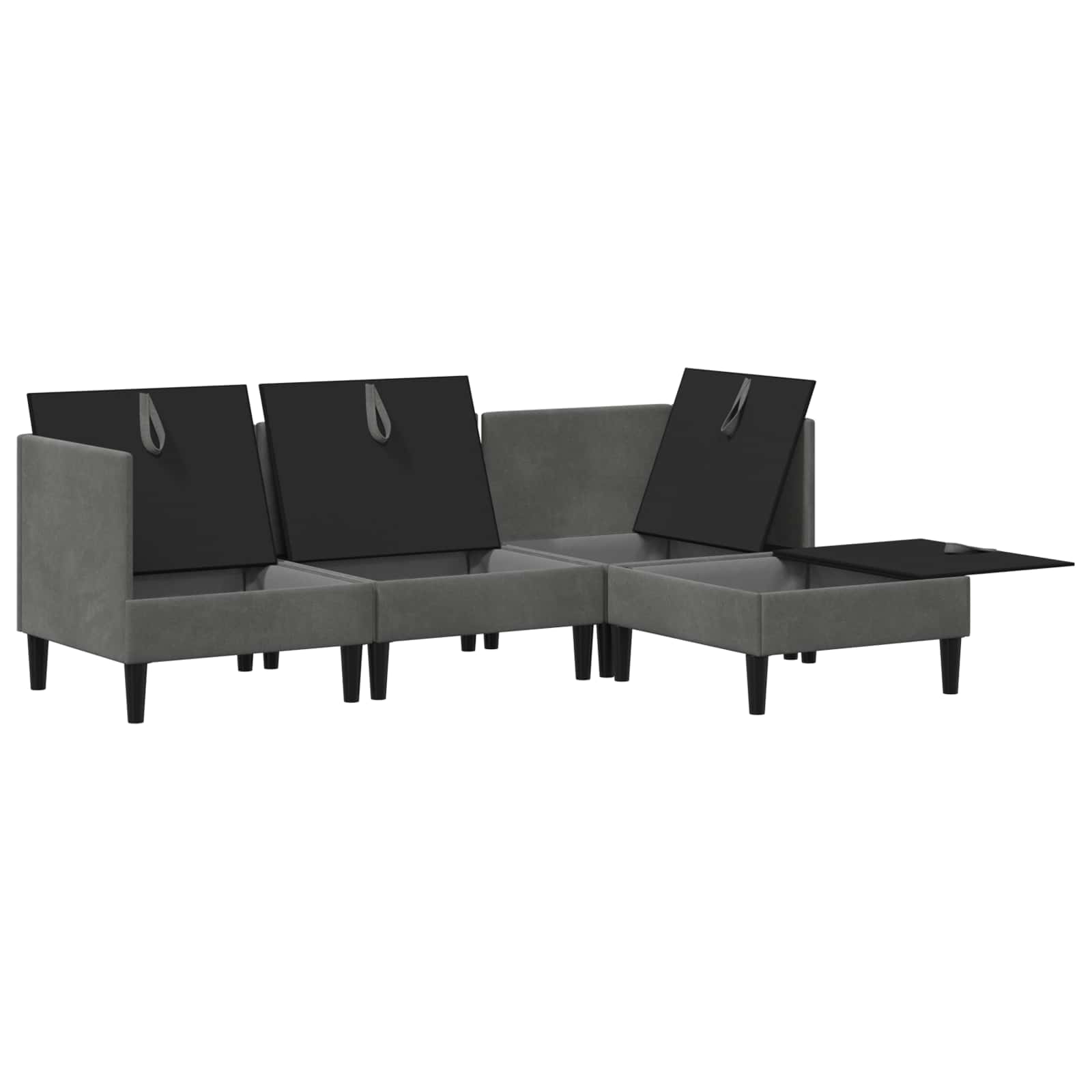 Set namještaja za dnevni boravak 4 pcs Tamnosiva Baršun
