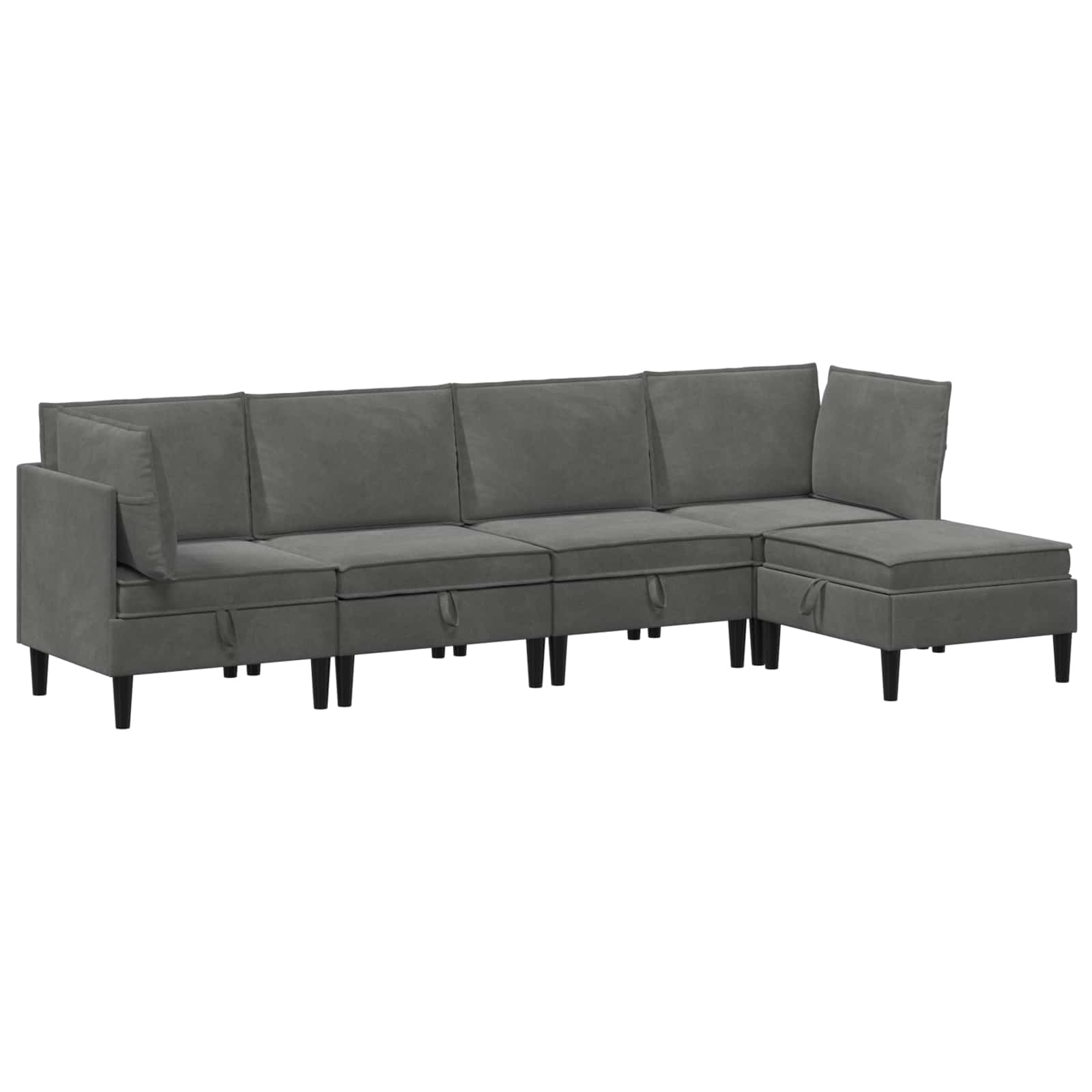 Set namještaja za dnevni boravak 5 pcs Tamnosiva Baršun