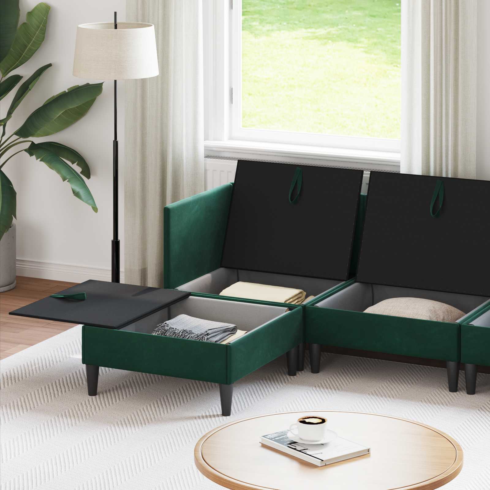 Set namještaja za dnevni boravak 6 pcs Tamnozelena Baršun