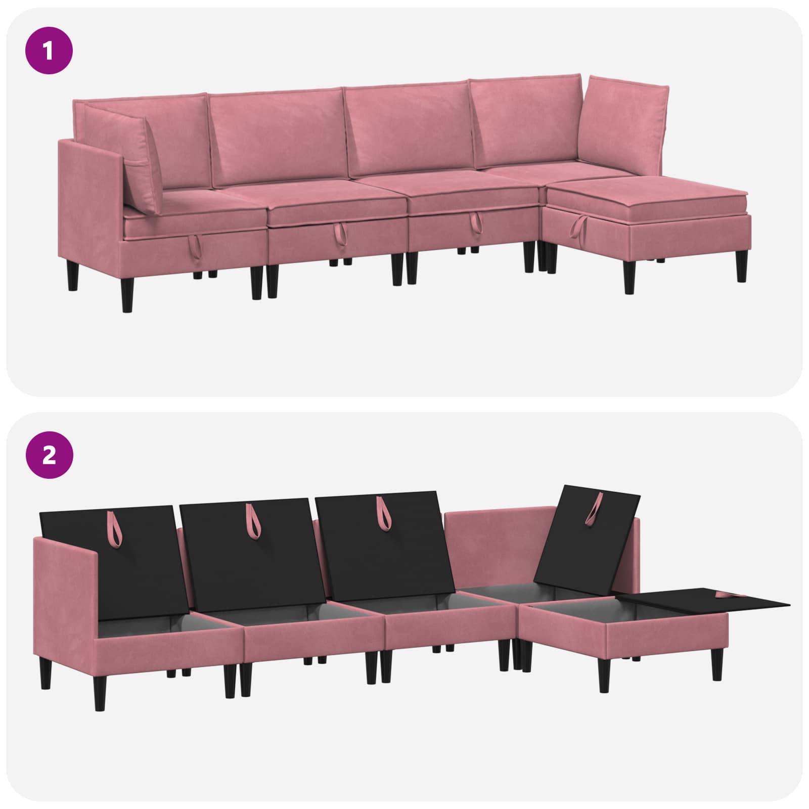 Set namještaja za dnevni boravak 5 pcs Ružičasta Baršun
