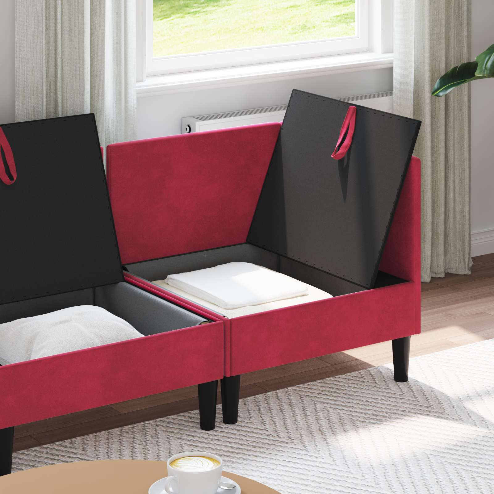 Set namještaja za dnevni boravak 3 pcs Vinska crvena Baršun
