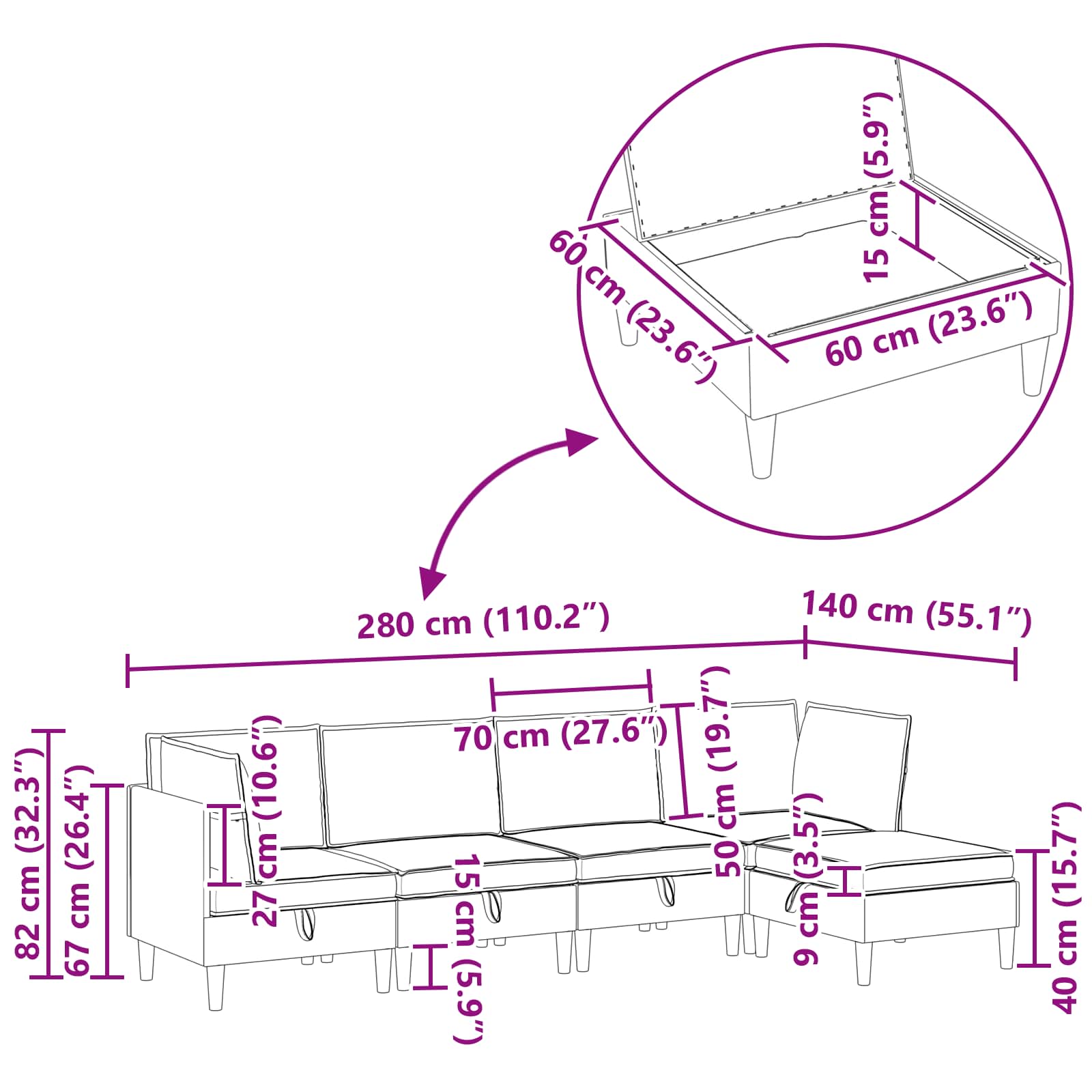 Set namještaja za dnevni boravak s jastukom 5 pcs Crna Baršun