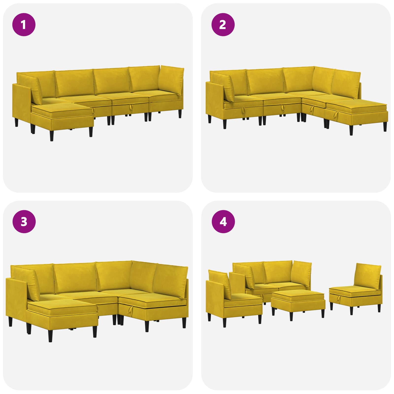 Set namještaja za dnevni boravak s jastukom 5 pcs Žuta Baršun