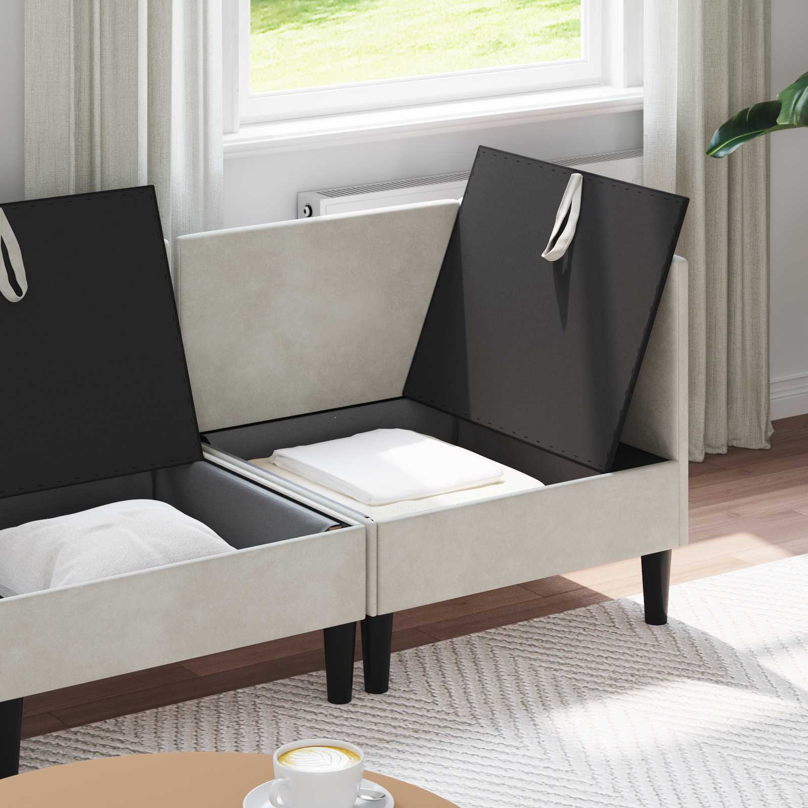 Set namještaja za dnevni boravak s jastukom 4 pcs Krem Baršun