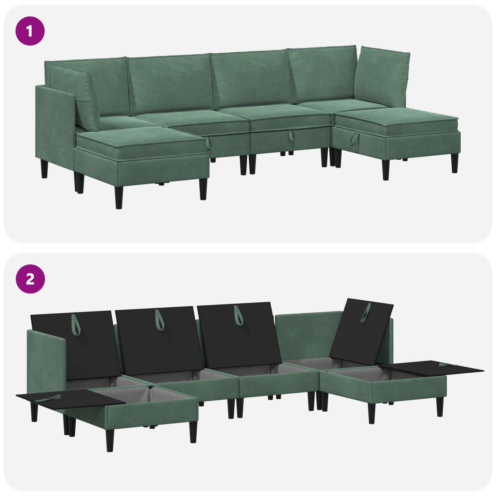 Set namještaja za dnevni boravak 6 pcs Morska zelena Baršun