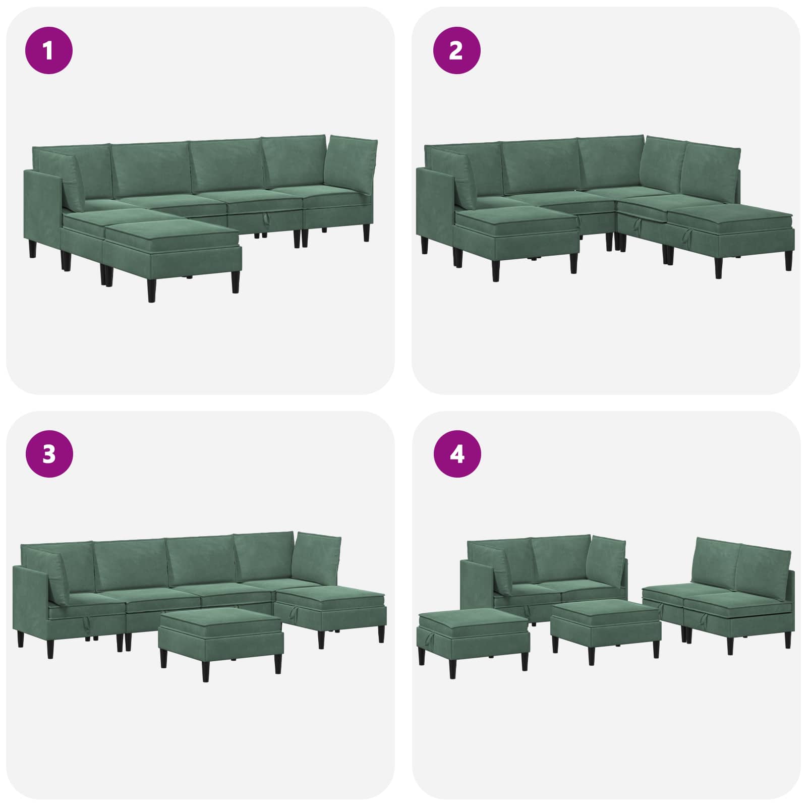 Set namještaja za dnevni boravak 6 pcs Morska zelena Baršun