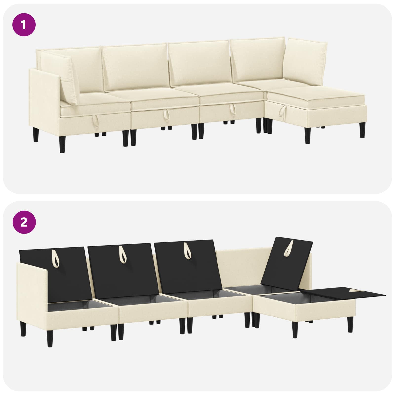 Set namještaja za dnevni boravak 5 pcs Krem Tkanina