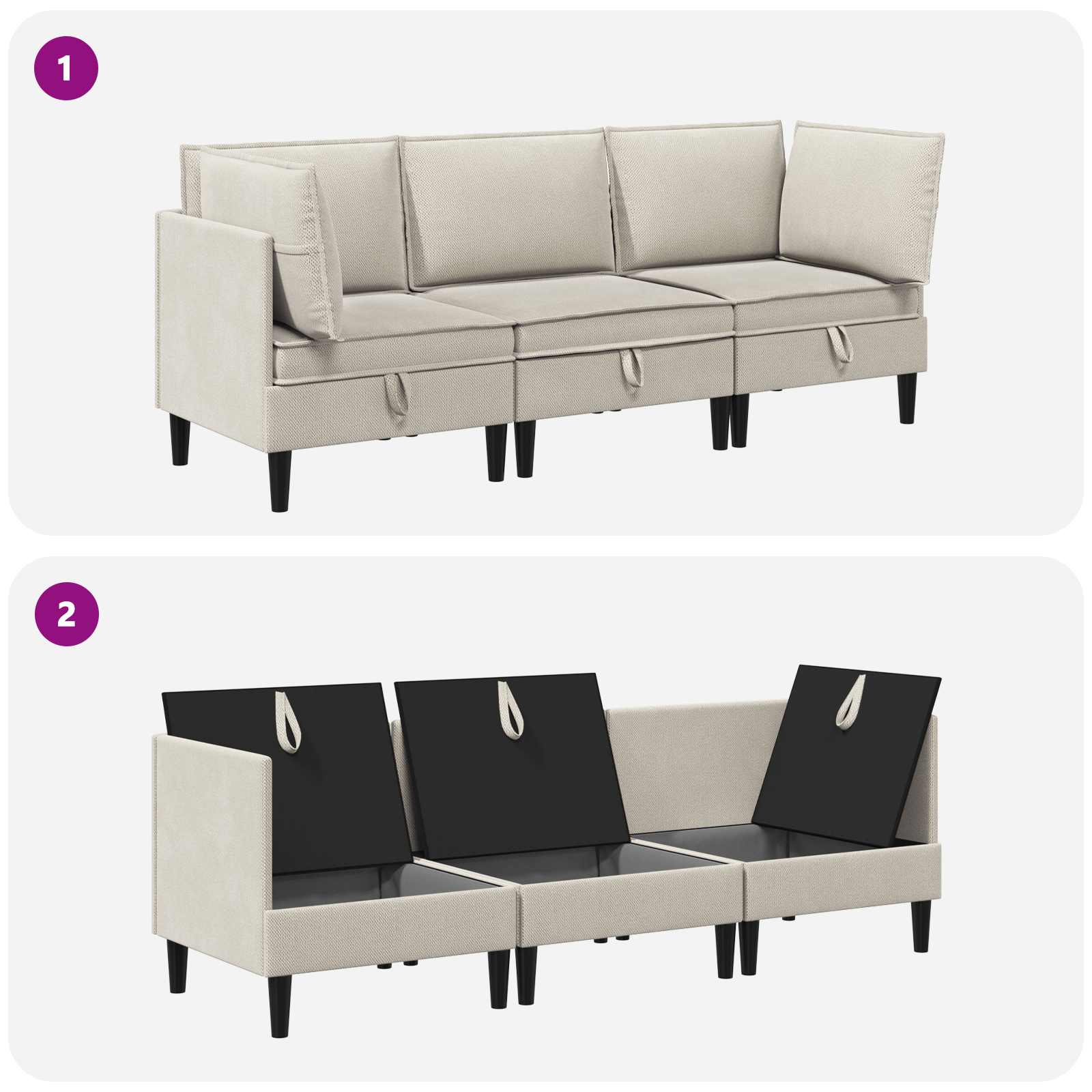 Set namještaja za dnevni boravak 3 pcs Zobena Tkanina