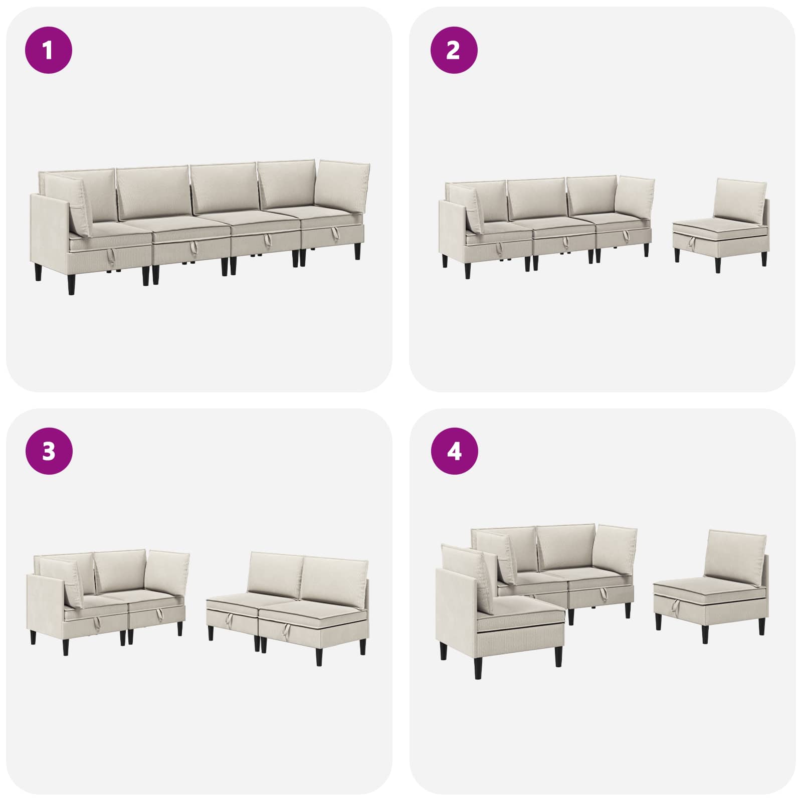 Set namještaja za dnevni boravak 4 pcs Zobena Tkanina