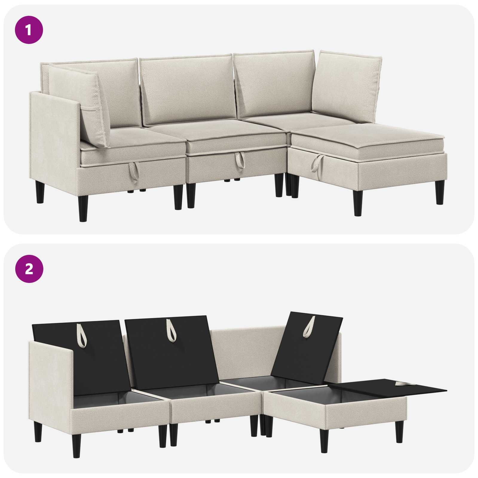 Set namještaja za dnevni boravak 4 pcs Zobena Tkanina