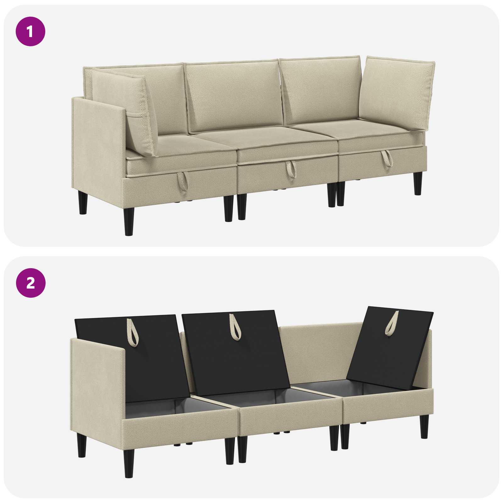 Set namještaja za dnevni boravak 3 pcs Pijesak Tkanina