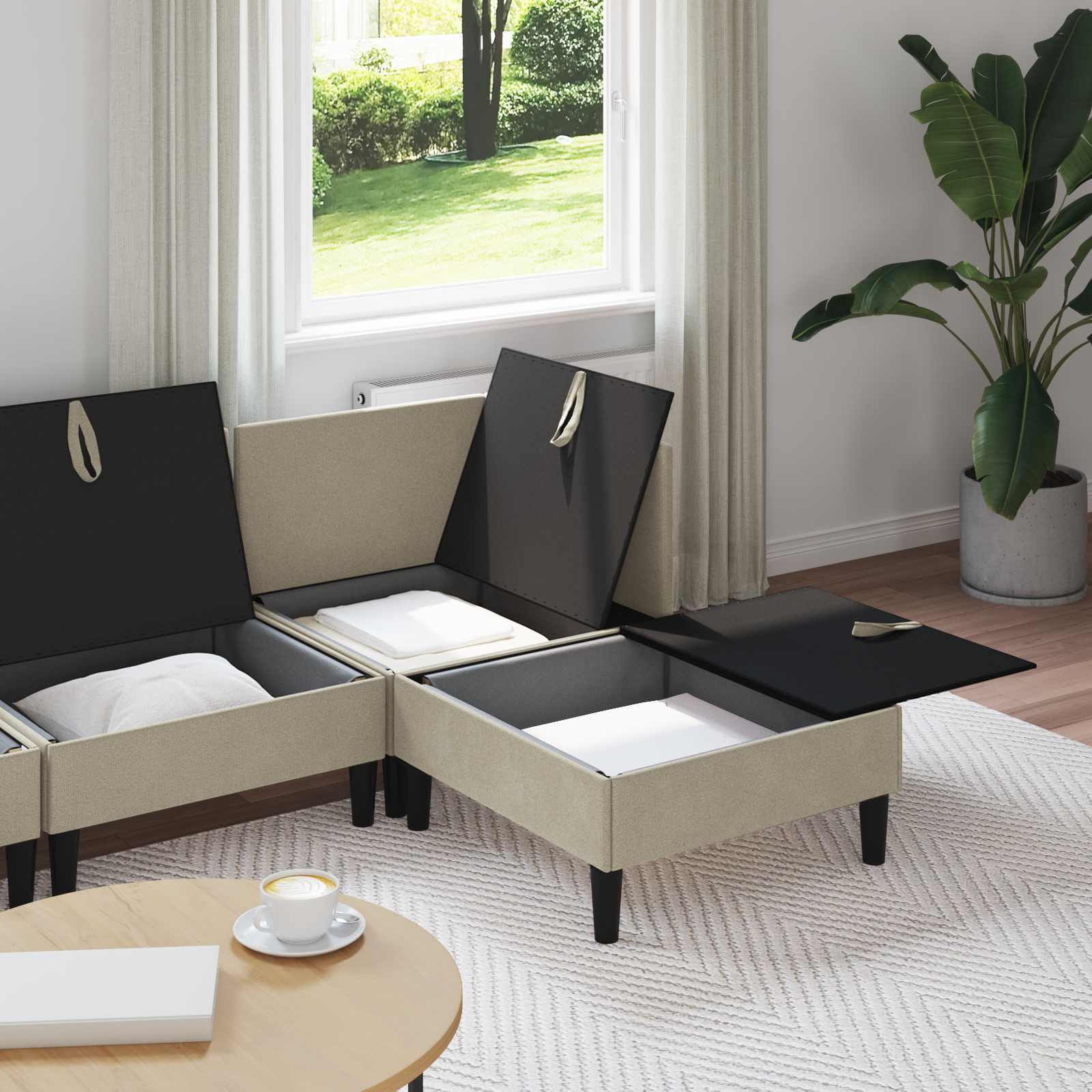 Set namještaja za dnevni boravak 4 pcs Pijesak Tkanina