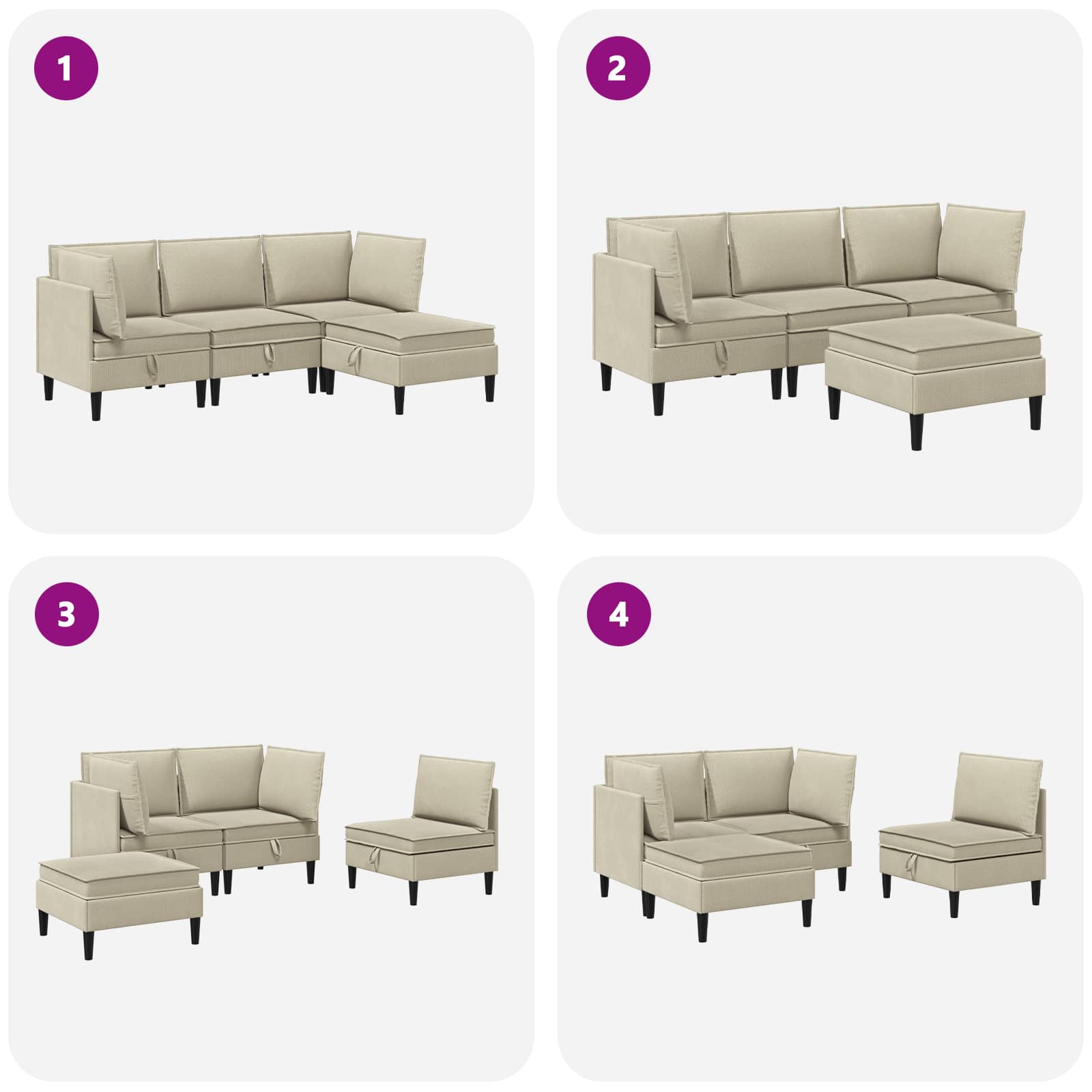 Set namještaja za dnevni boravak 4 pcs Pijesak Tkanina