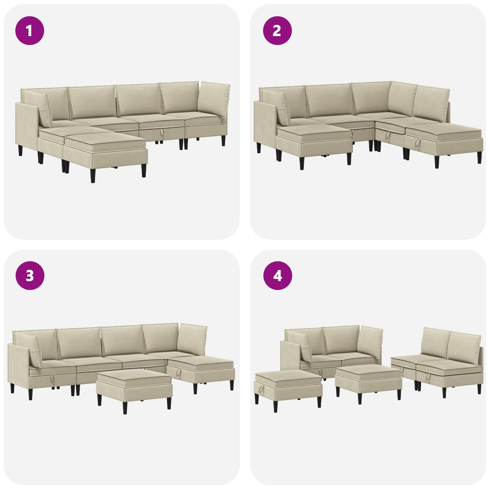 Set namještaja za dnevni boravak 6 pcs Pijesak Tkanina