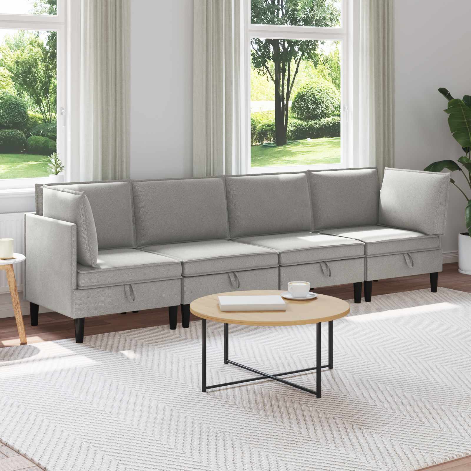 Set namještaja za dnevni boravak 4 pcs Svjetlosiva Tkanina