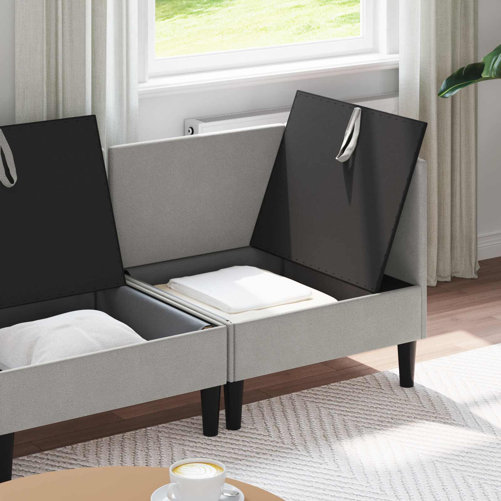 Set namještaja za dnevni boravak 4 pcs Svjetlosiva Tkanina