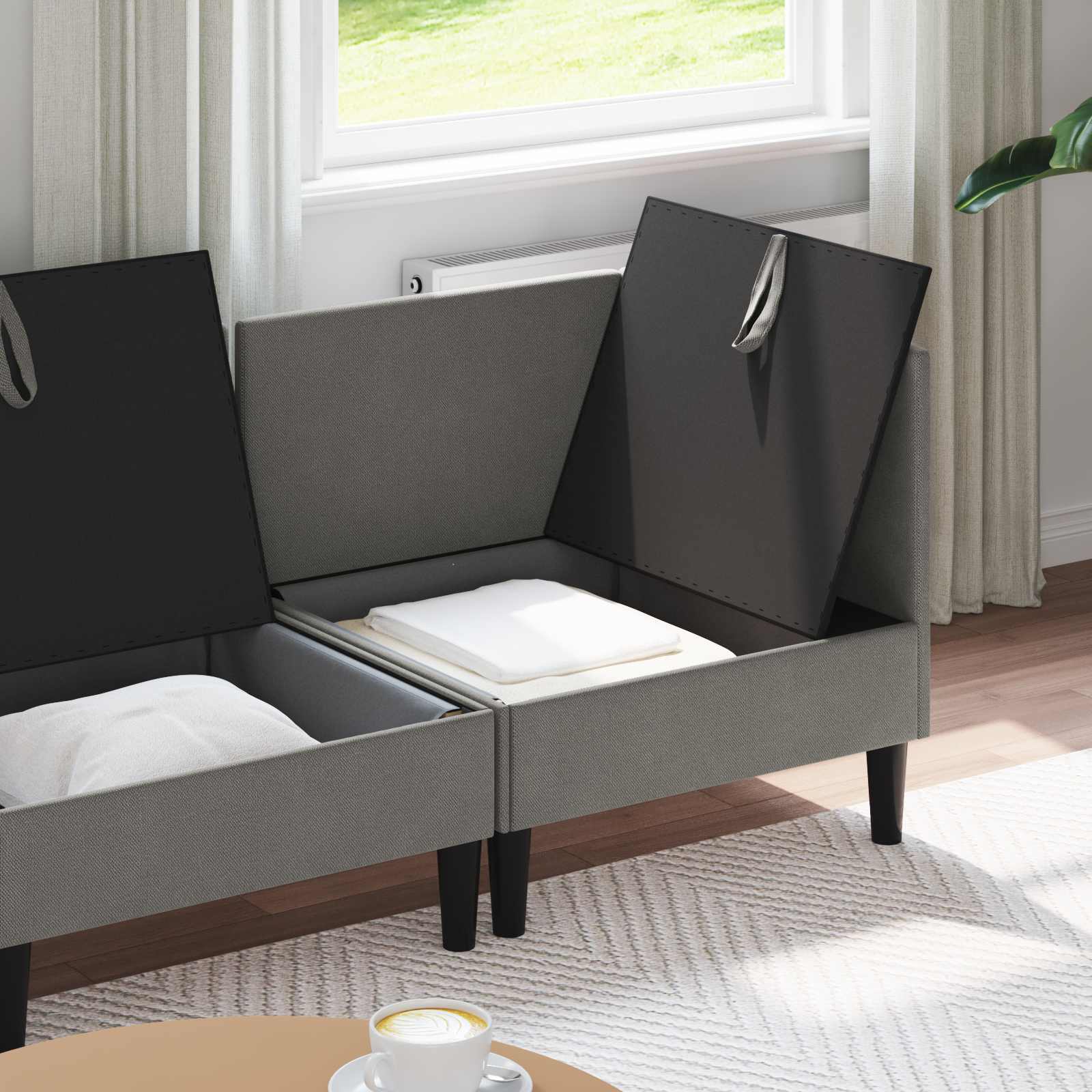 Set namještaja za dnevni boravak 3 pcs Tamnosiva Tkanina