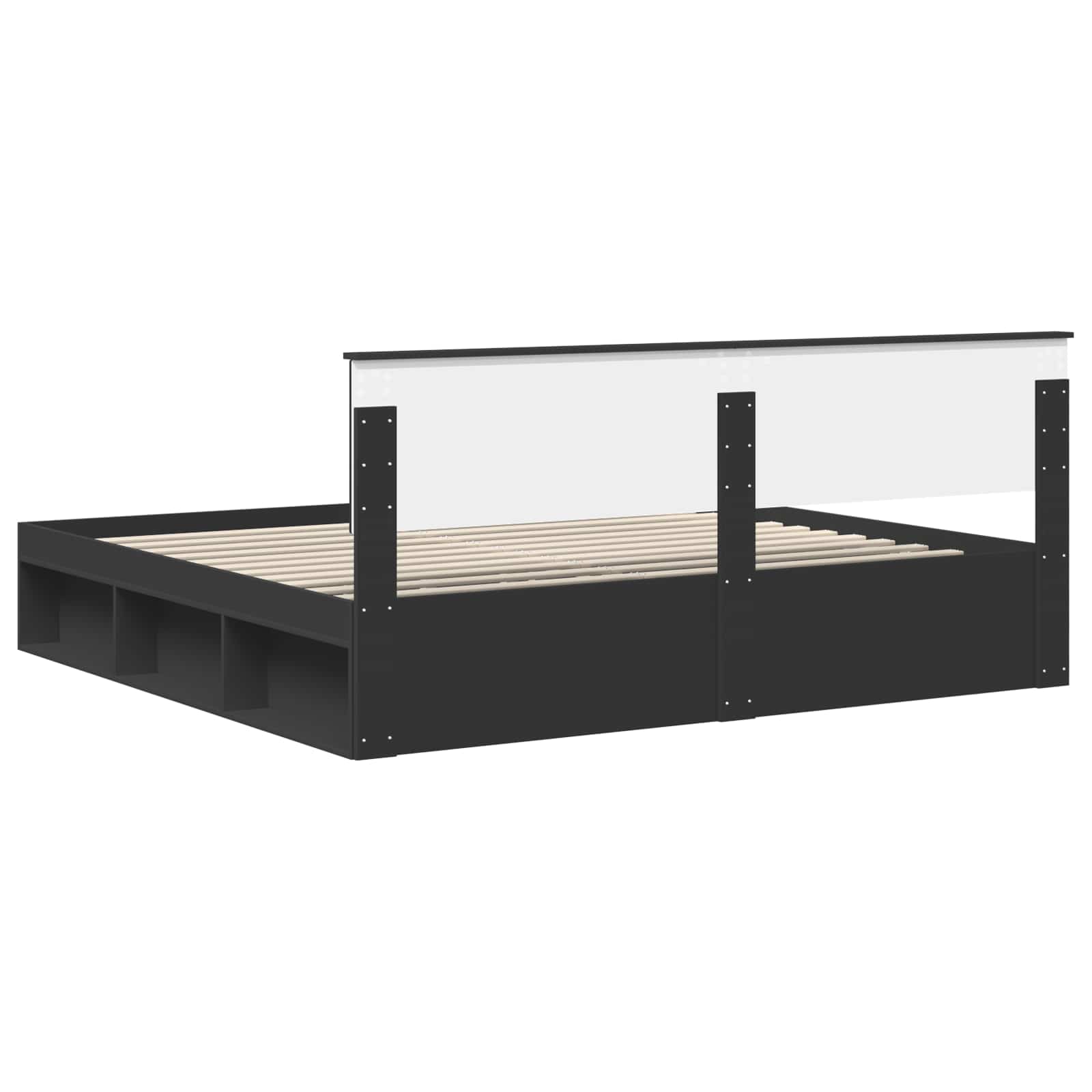 Krevetna konstrukcija Crna 200 x 200 cm Čvrsto borovo drvo
