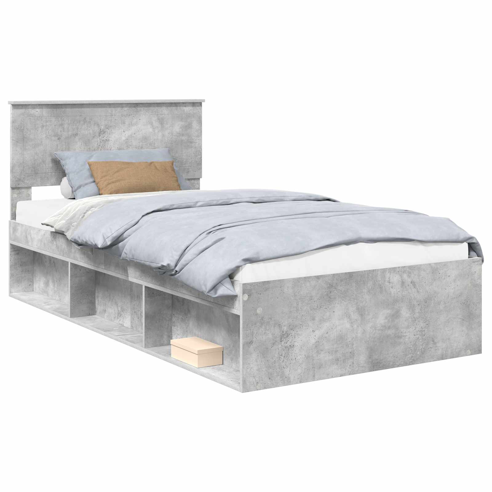 Krevetna konstrukcija s uzglavljem Betonska siva 100 x 200 cm