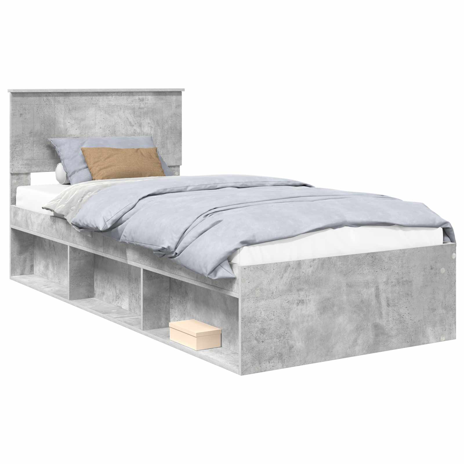 Krevetna konstrukcija s uzglavljem Betonska siva 90 x 190 cm