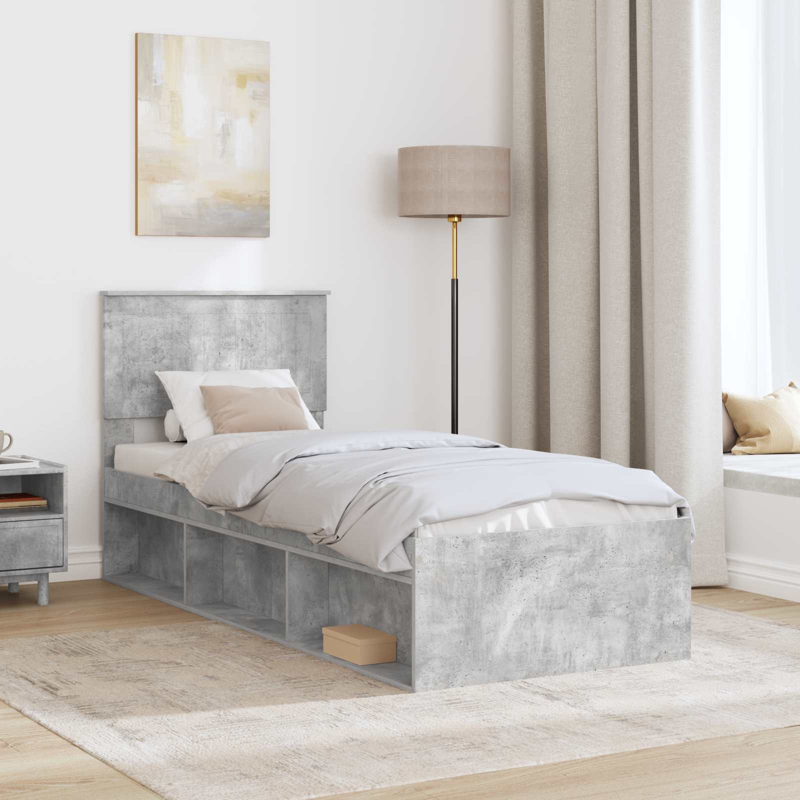 Krevetna konstrukcija s uzglavljem Betonska siva 75 x 190 cm
