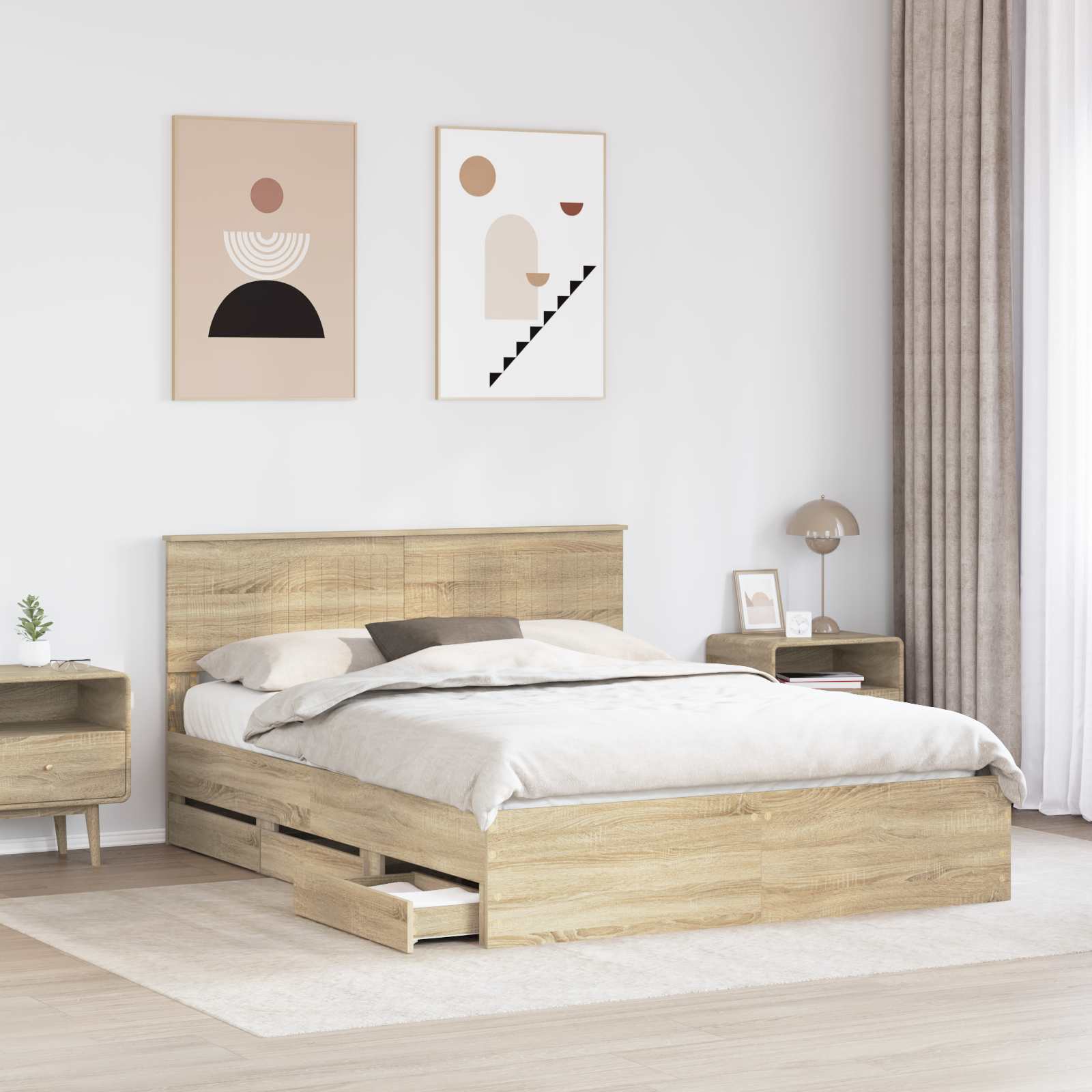Krevetna konstrukcija s ladicama Sonoma hrast 150 x 200 cm