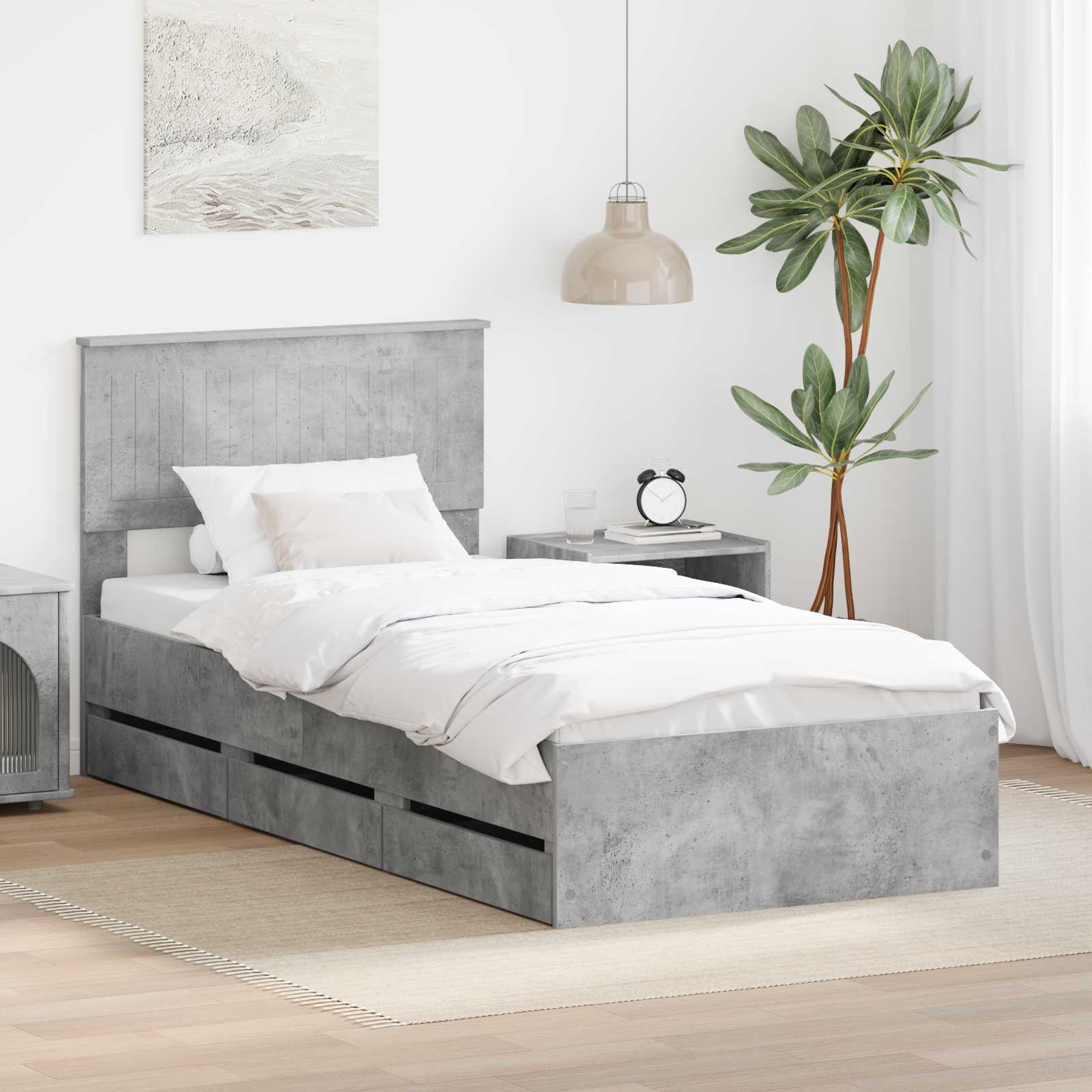Krevetna konstrukcija s ladicama Betonski sivi 90 x 200 cm