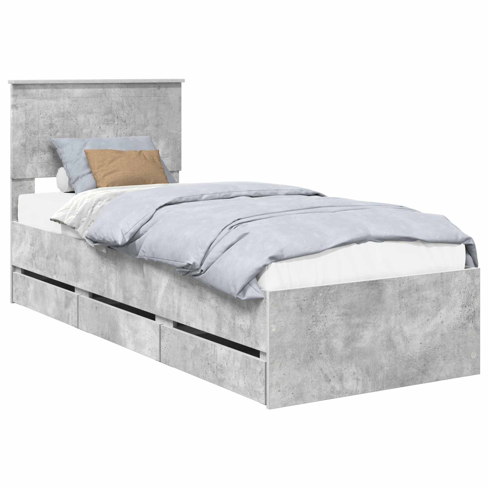 Krevetna konstrukcija s ladicama Betonski sivi 75 x 190 cm