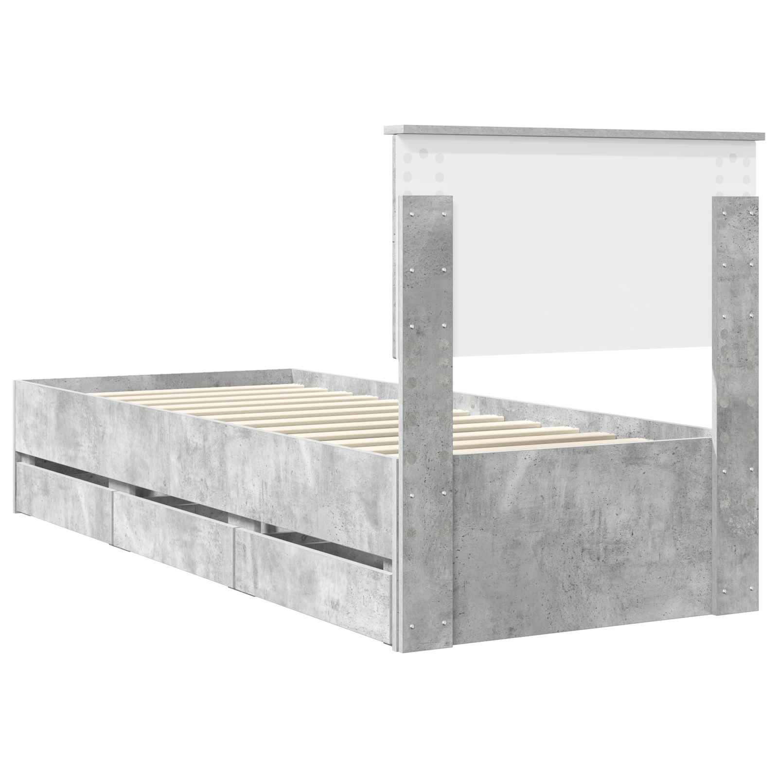 Krevetna konstrukcija s ladicama Betonski sivi 75 x 190 cm