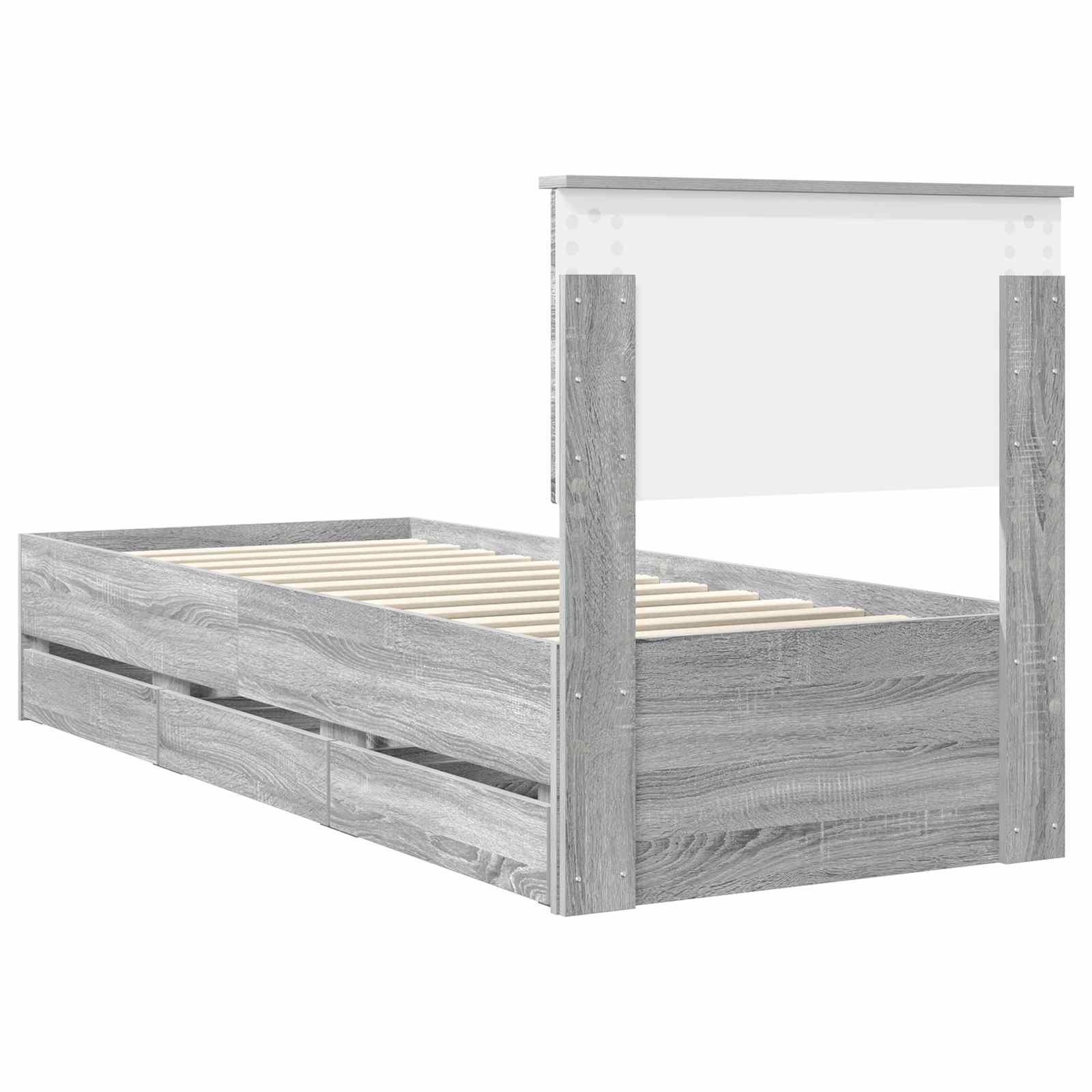 Krevetna konstrukcija Siva Sonoma 75 x 190 cm Inženjersko Drvo