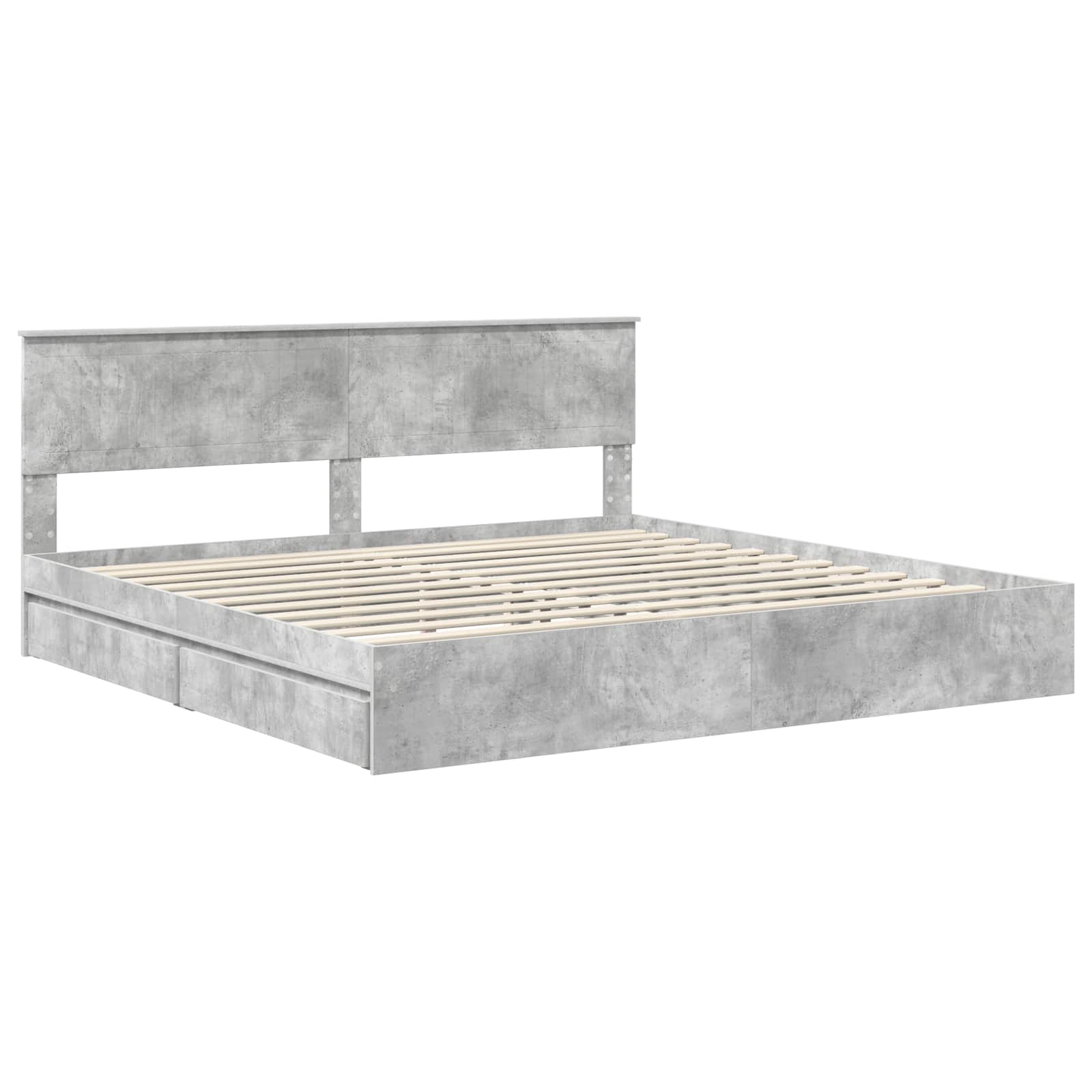 Krevet s od storage s uzglavljem Betonski sivi 200 x 200 cm