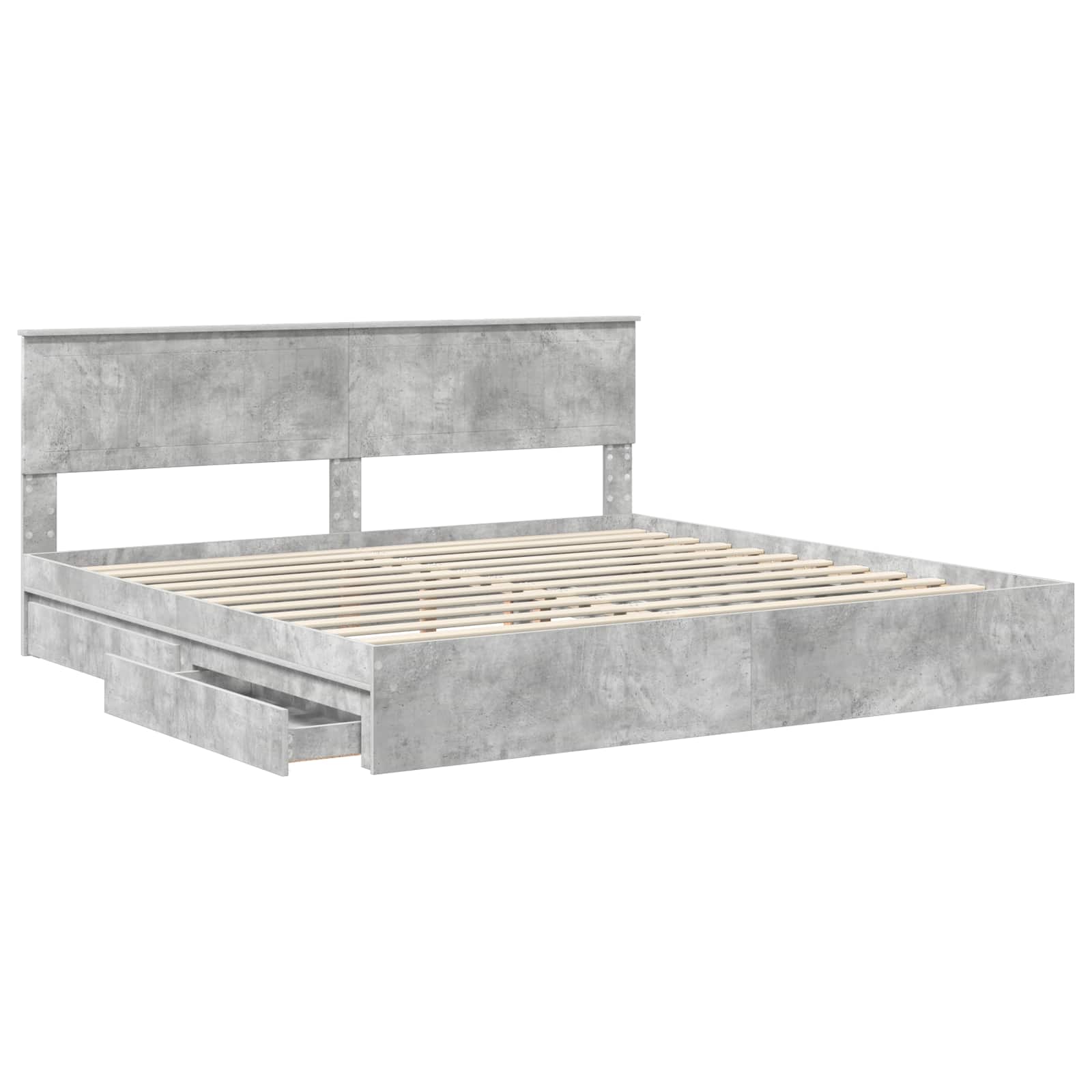 Krevet s od storage s uzglavljem Betonski sivi 200 x 200 cm