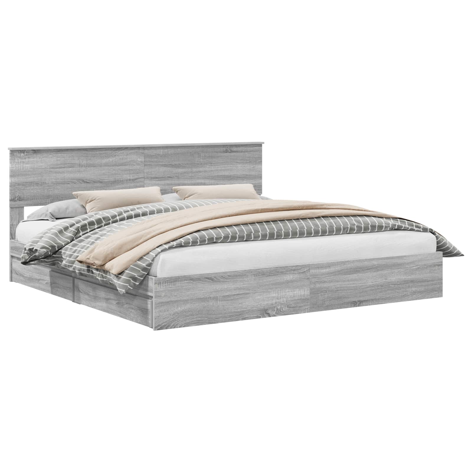 Krevet s od storage Siva Sonoma 200 x 200 cm Konstruirano drvo