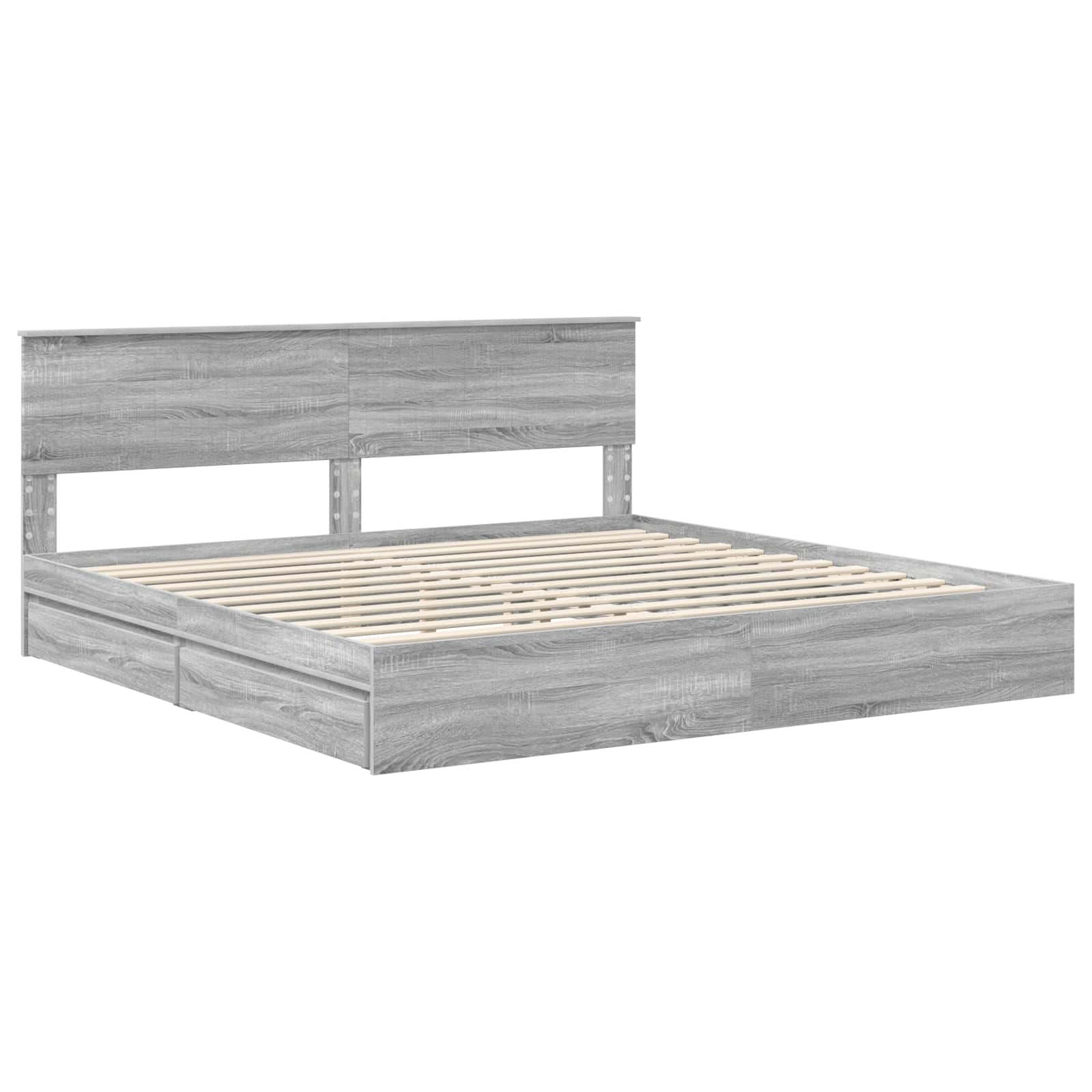 Krevet s od storage Siva Sonoma 200 x 200 cm Konstruirano drvo