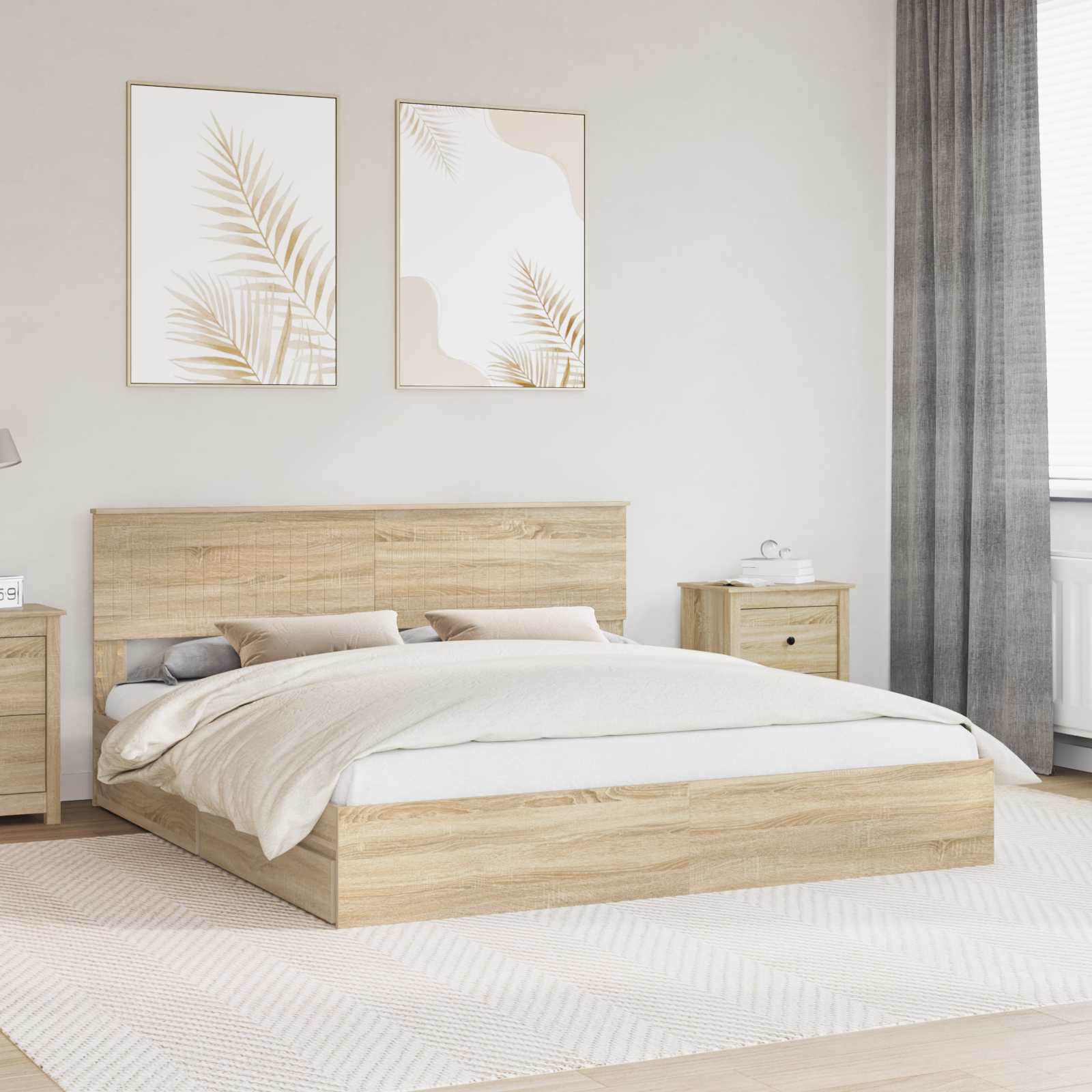 Krevet s od storage Sonoma hrast 180 x 200 cm Konstruirano drvo