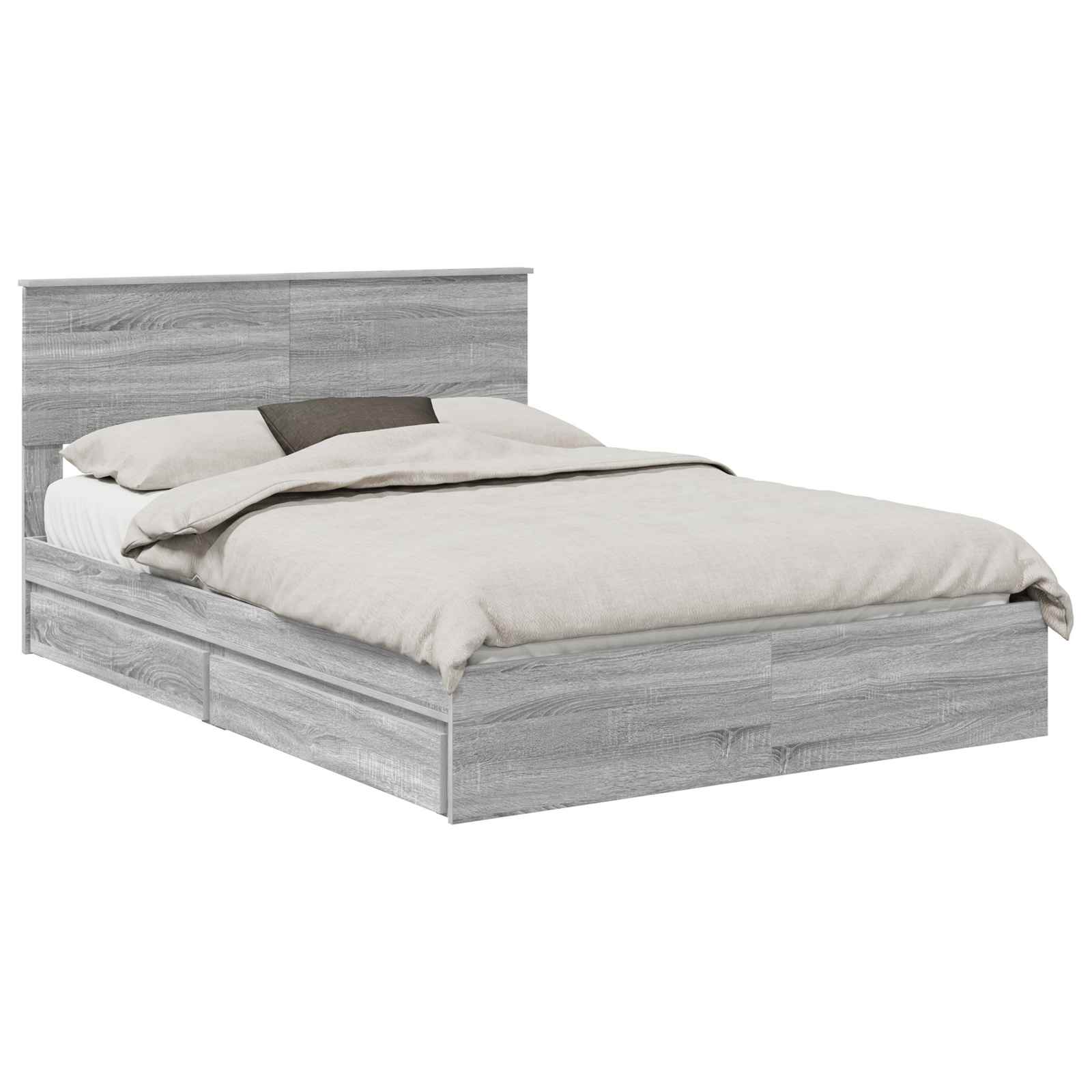 Krevet s od storage Siva Sonoma 140 x 200 cm Konstruirano drvo